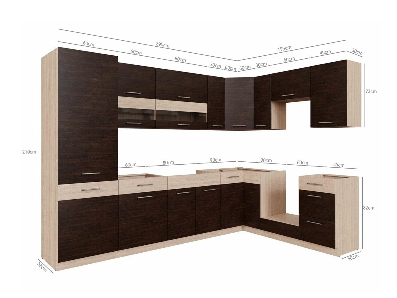 Modulinis virtuvės komplektas Mode Dark 129