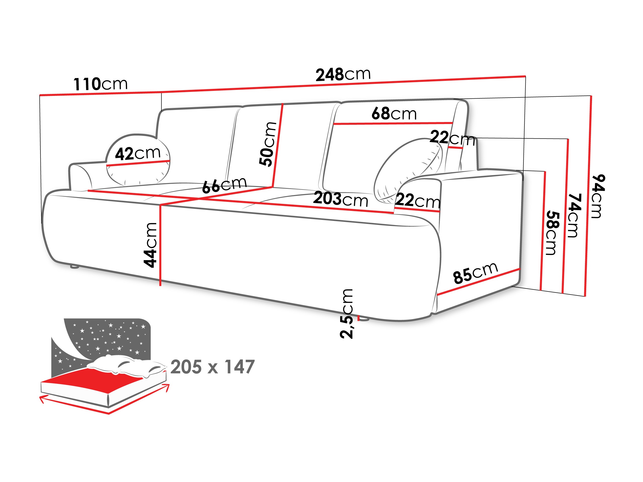 Sofa lova Bountiful 104 (Lima 50)