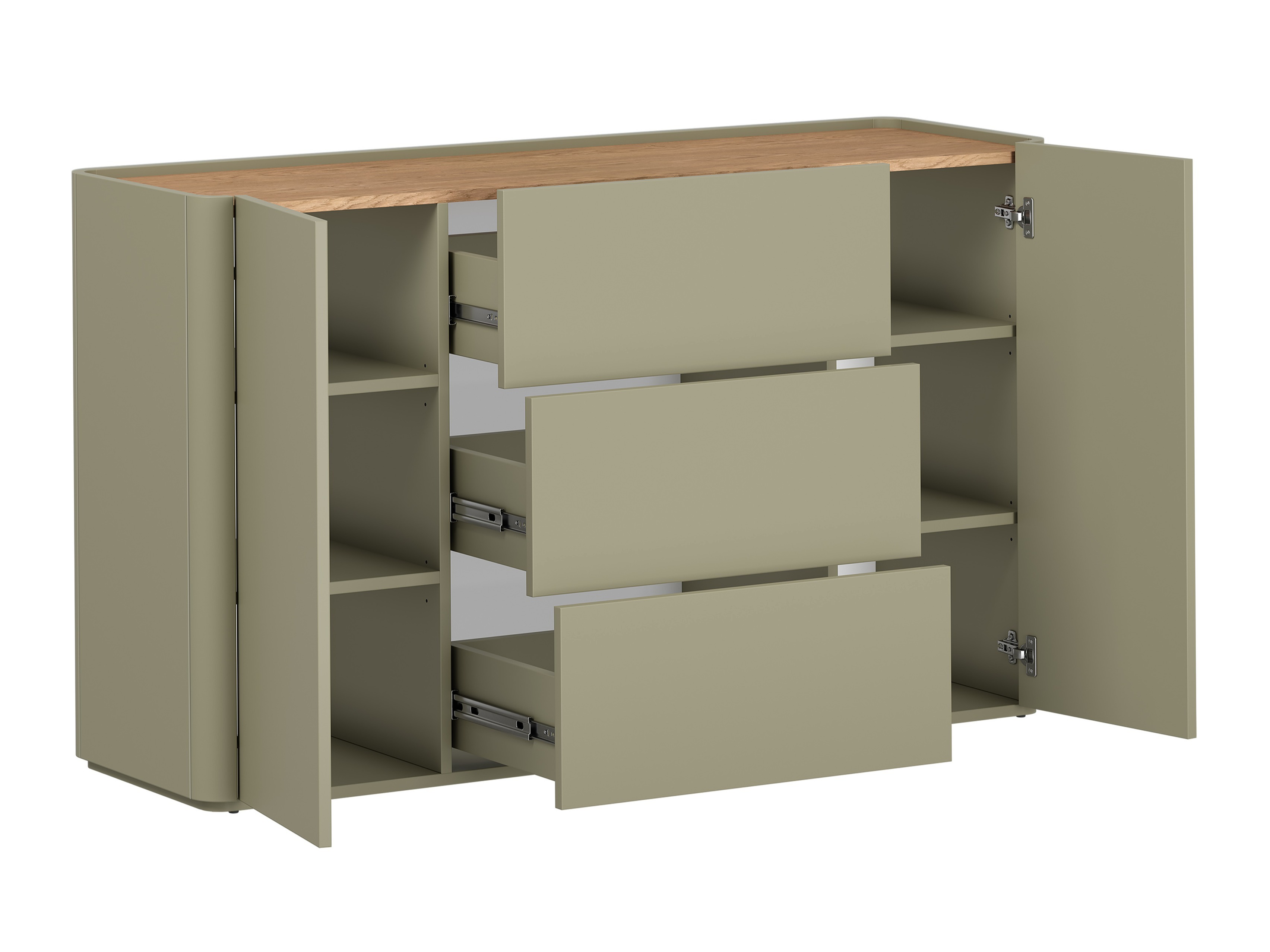 Svetainės komplektas Elbmira 110 (Dusty žalia + Ąžuolas)