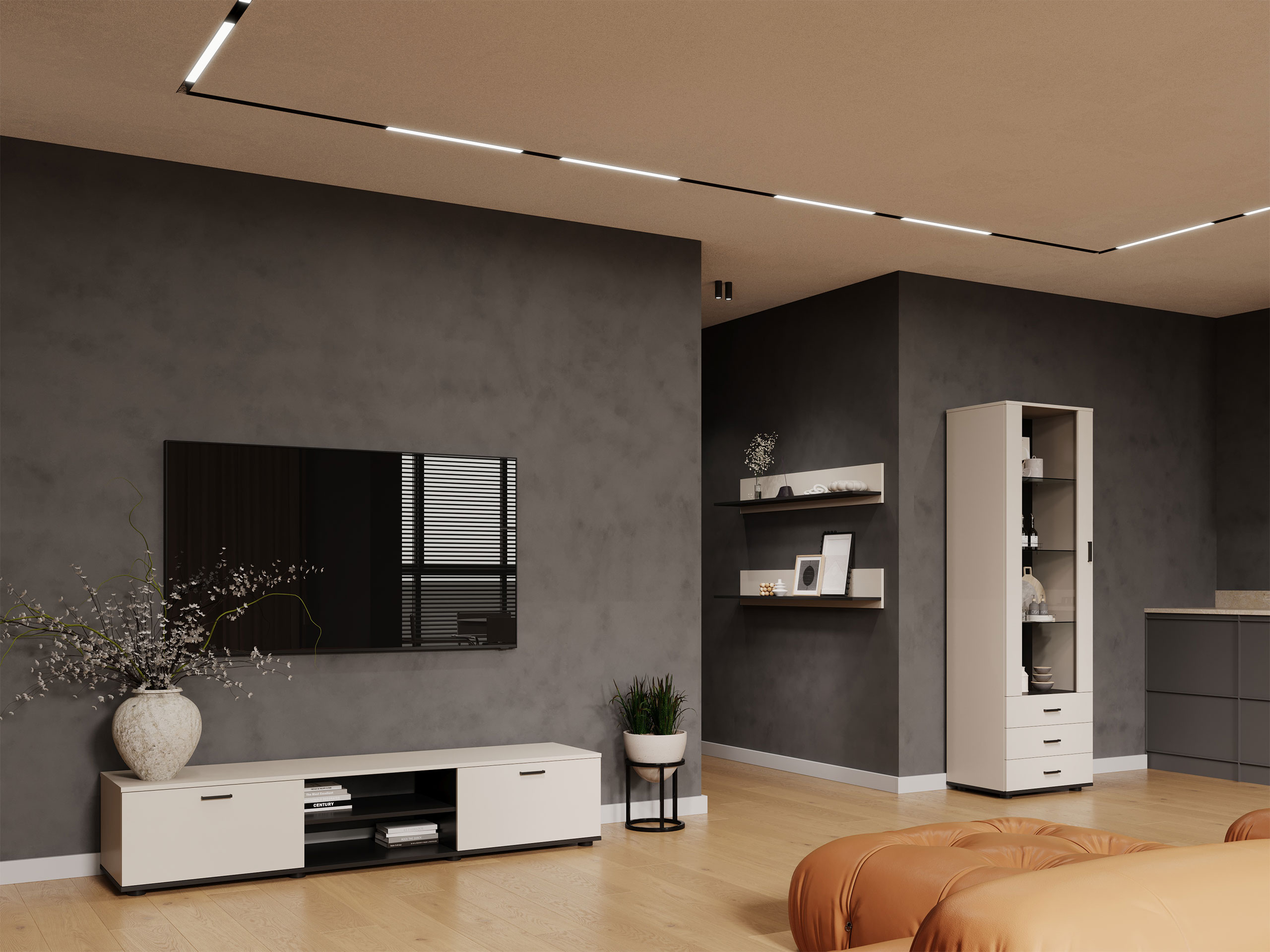 Svetainės komplektas Tornola 107 (Kašmyras + Juoda)