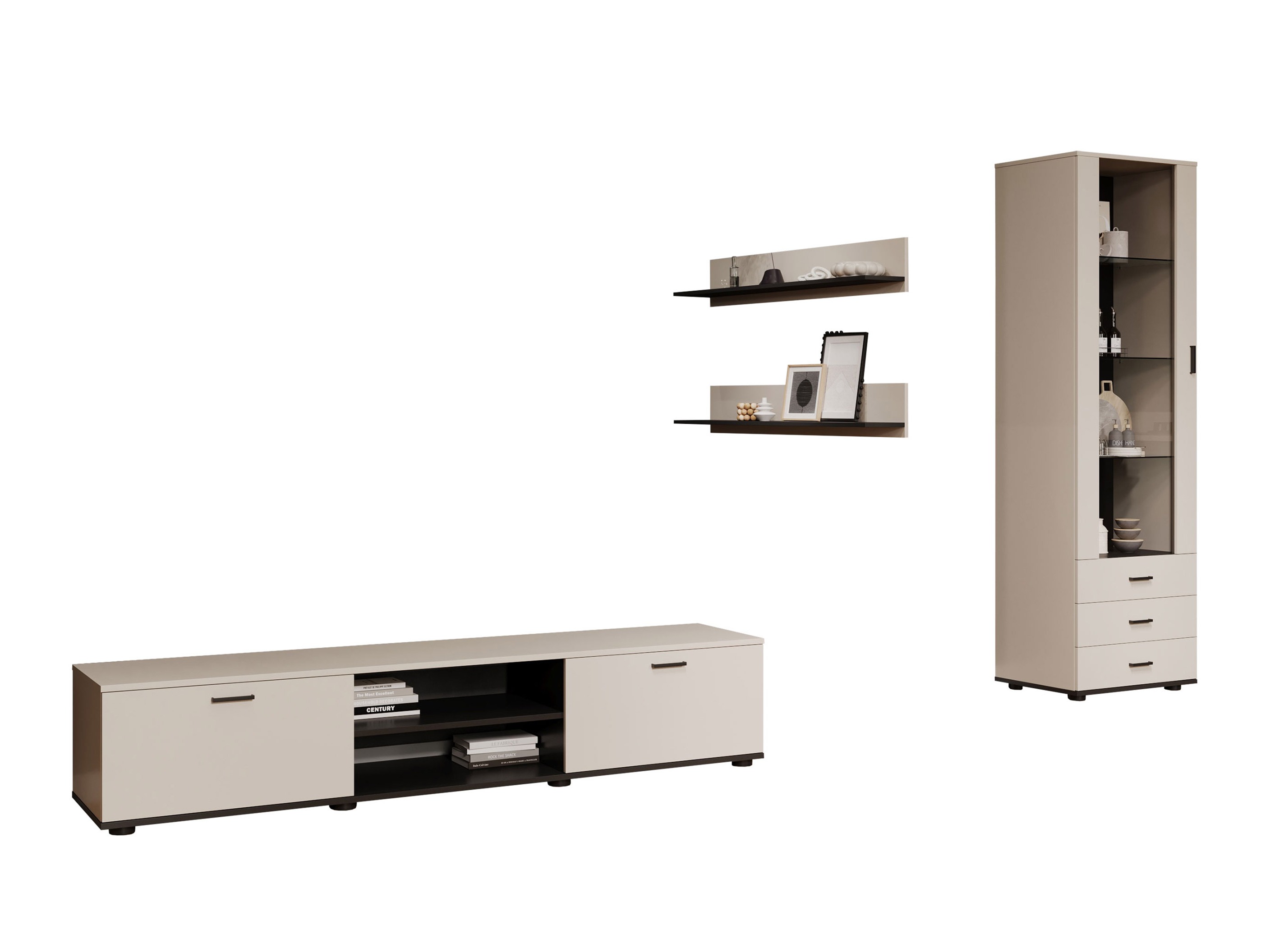 Svetainės komplektas Tornola 107 (Kašmyras + Juoda)