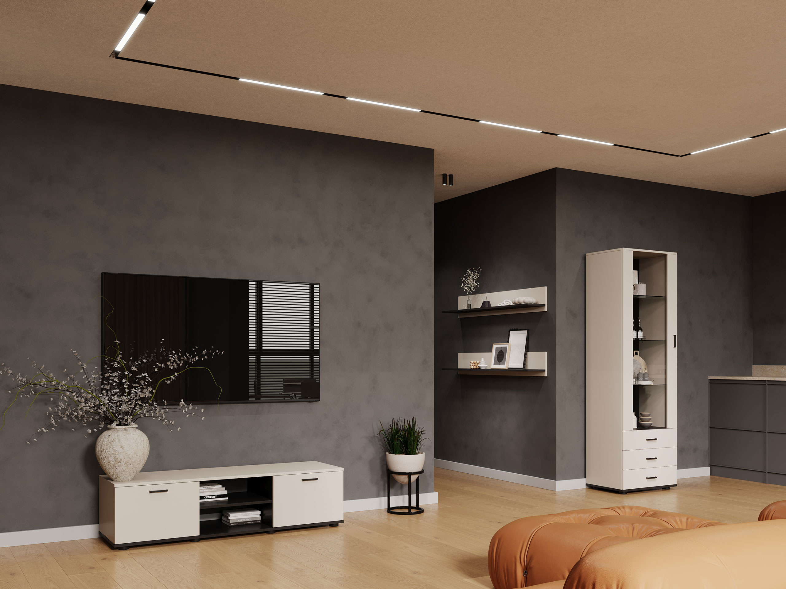 Svetainės komplektas Tornola 110 (Kašmyras + Juoda)