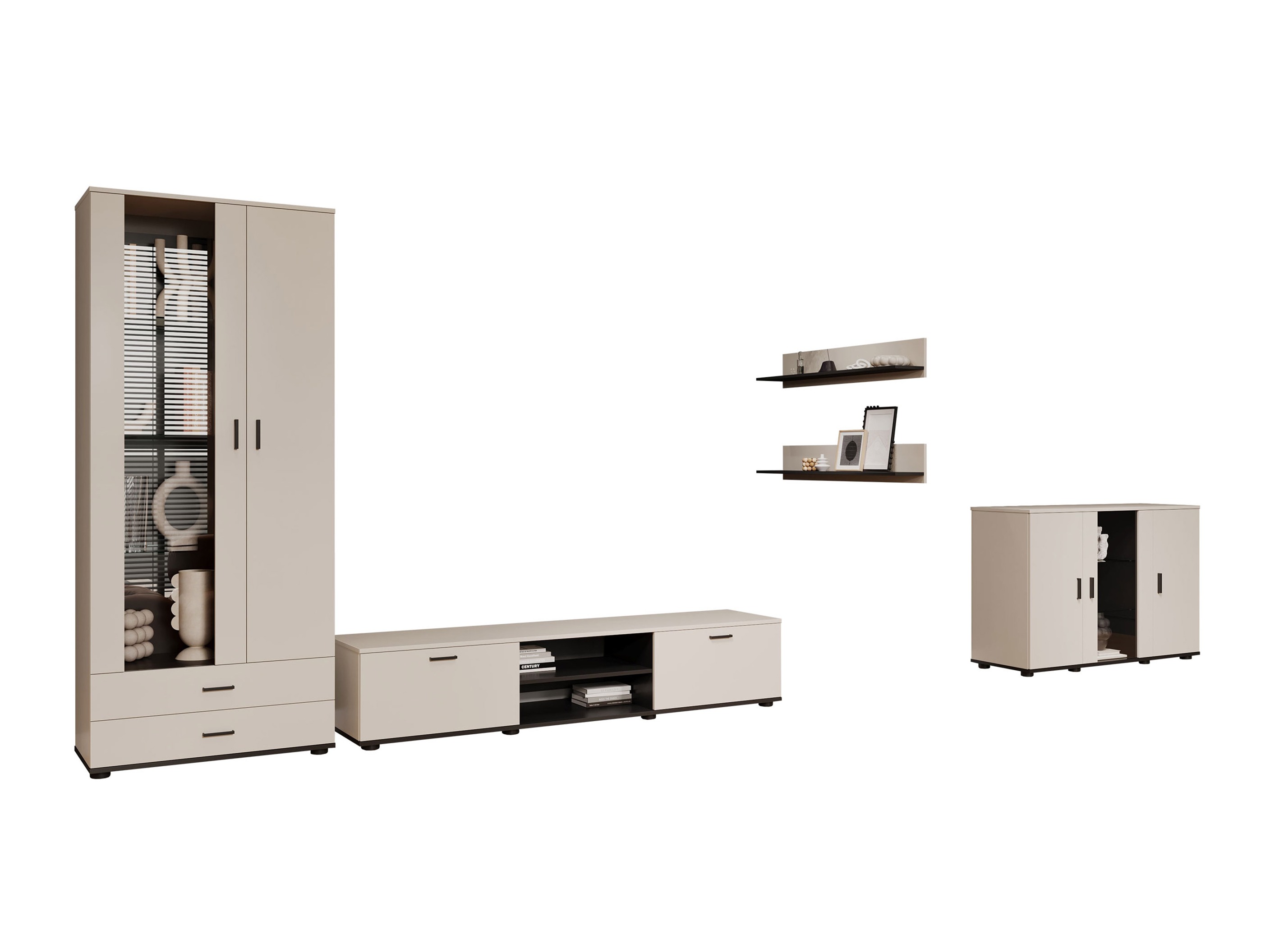 Svetainės komplektas Tornola 116 (Kašmyras + Juoda)