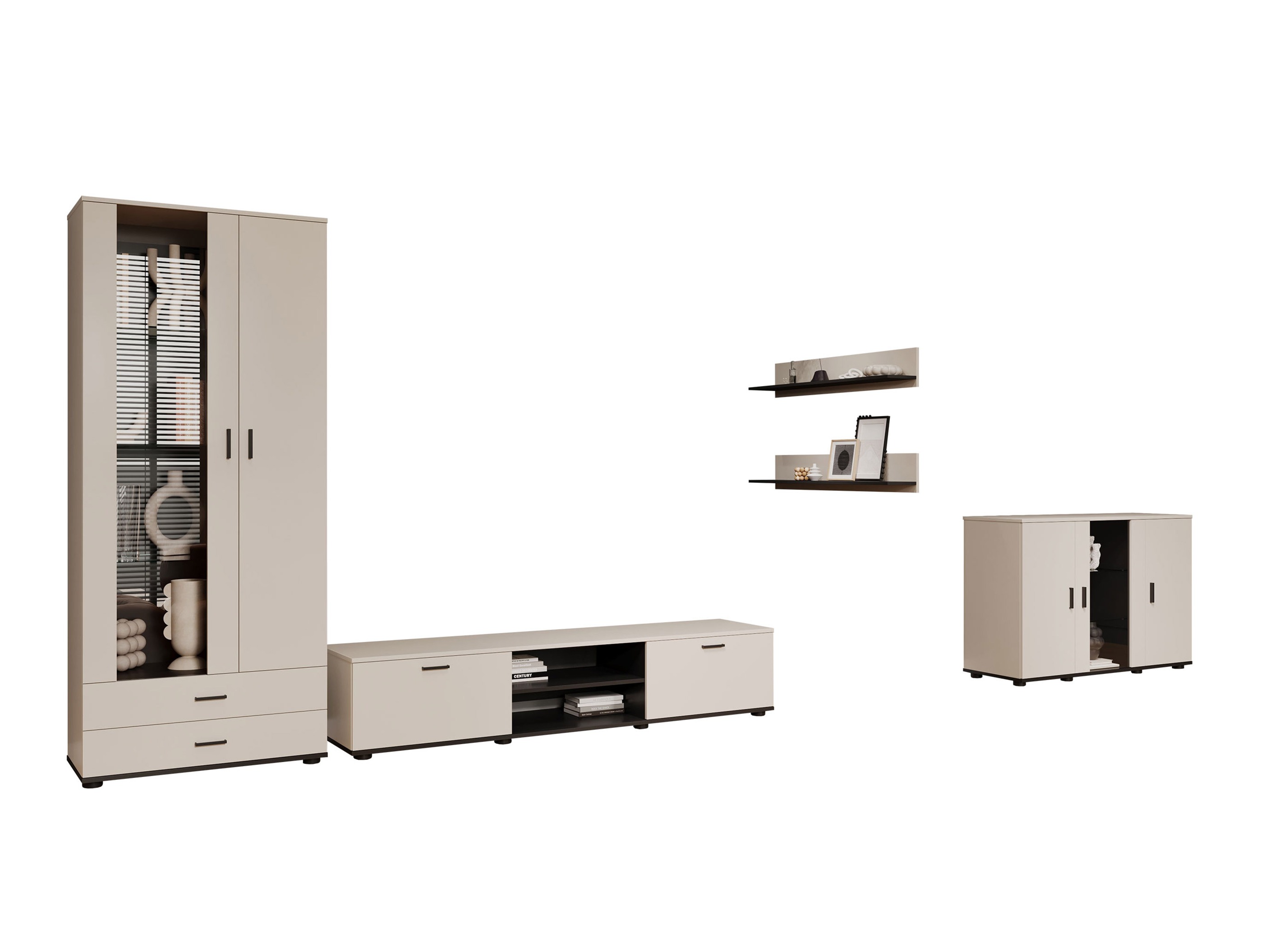 Svetainės komplektas Tornola 116 (Kašmyras + Juoda)