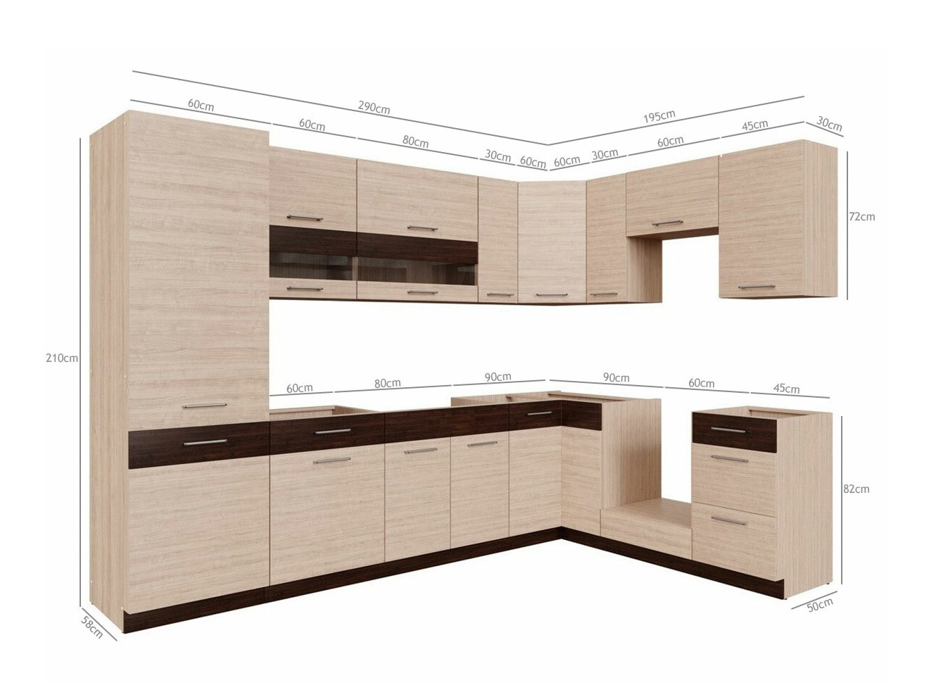 Modulinis virtuvės komplektas Mode Light 129