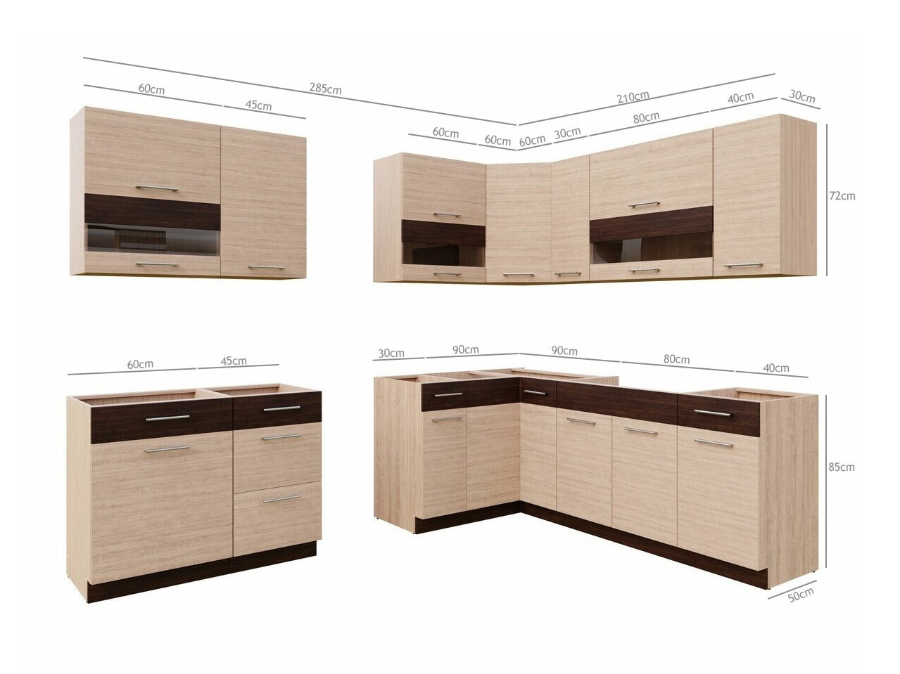 Modulinis virtuvės komplektas Mode Light 130