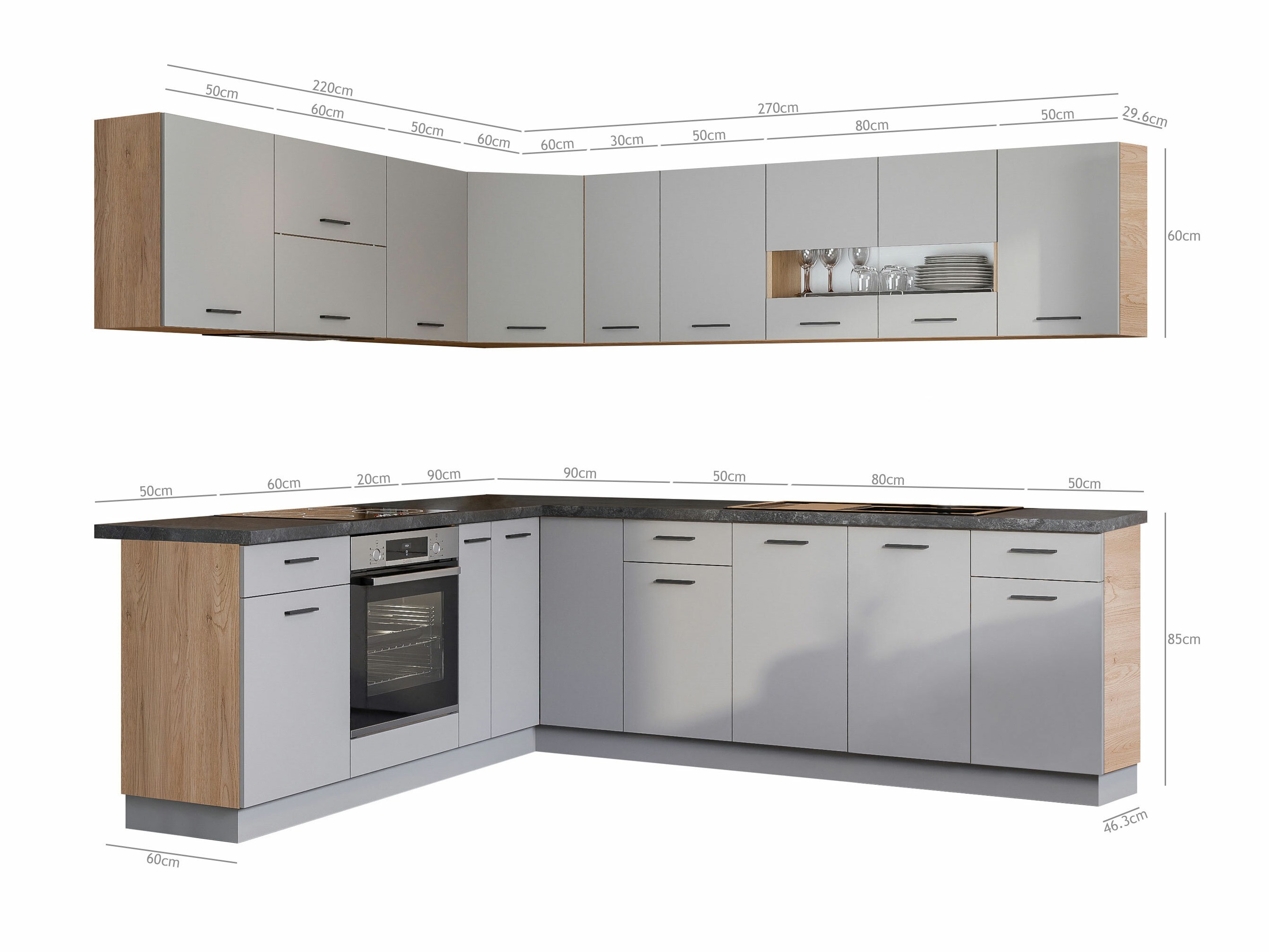 Modulinis virtuvės komplektas Ati Grey 131