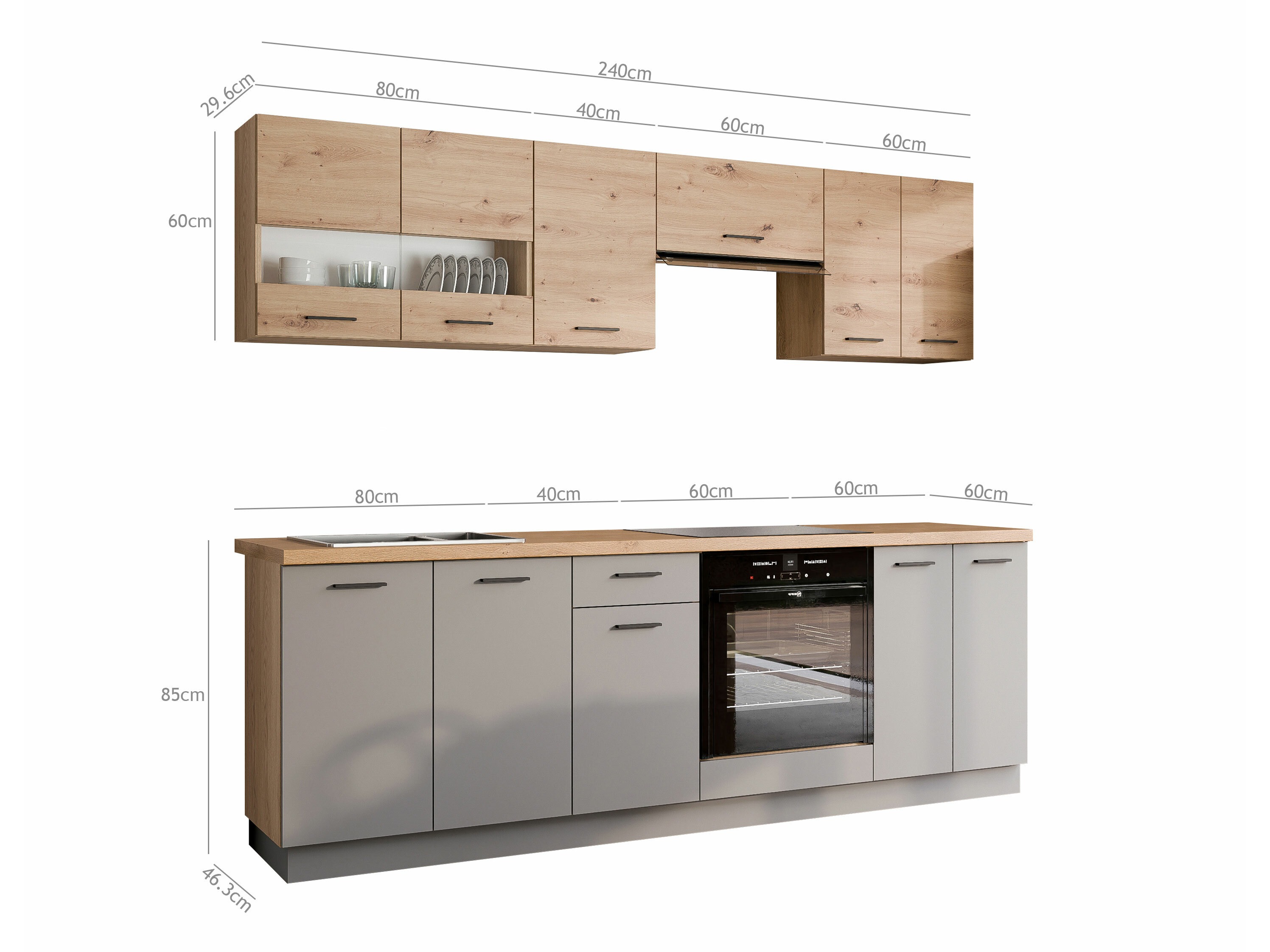 Modulinis virtuvės komplektas Ati Grey Artisan 100