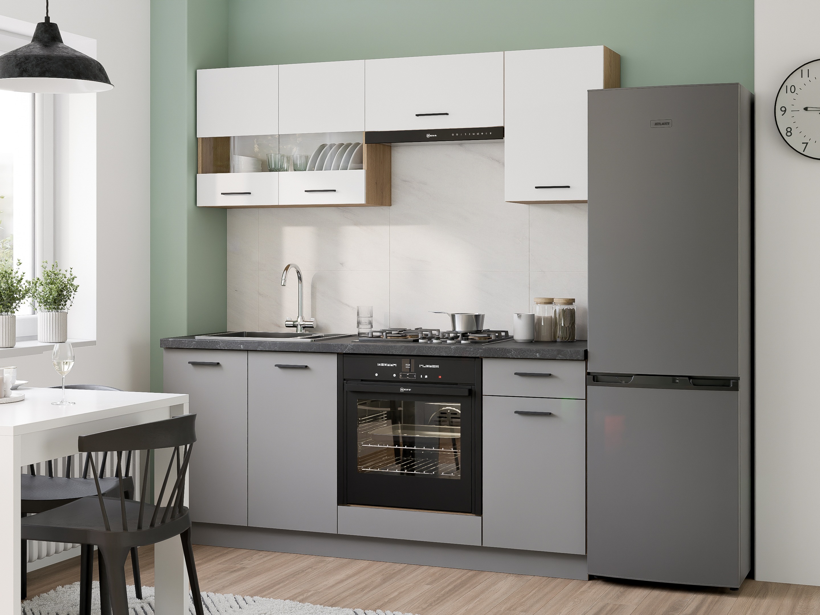 Modulinis virtuvės komplektas Ati White Grey 117
