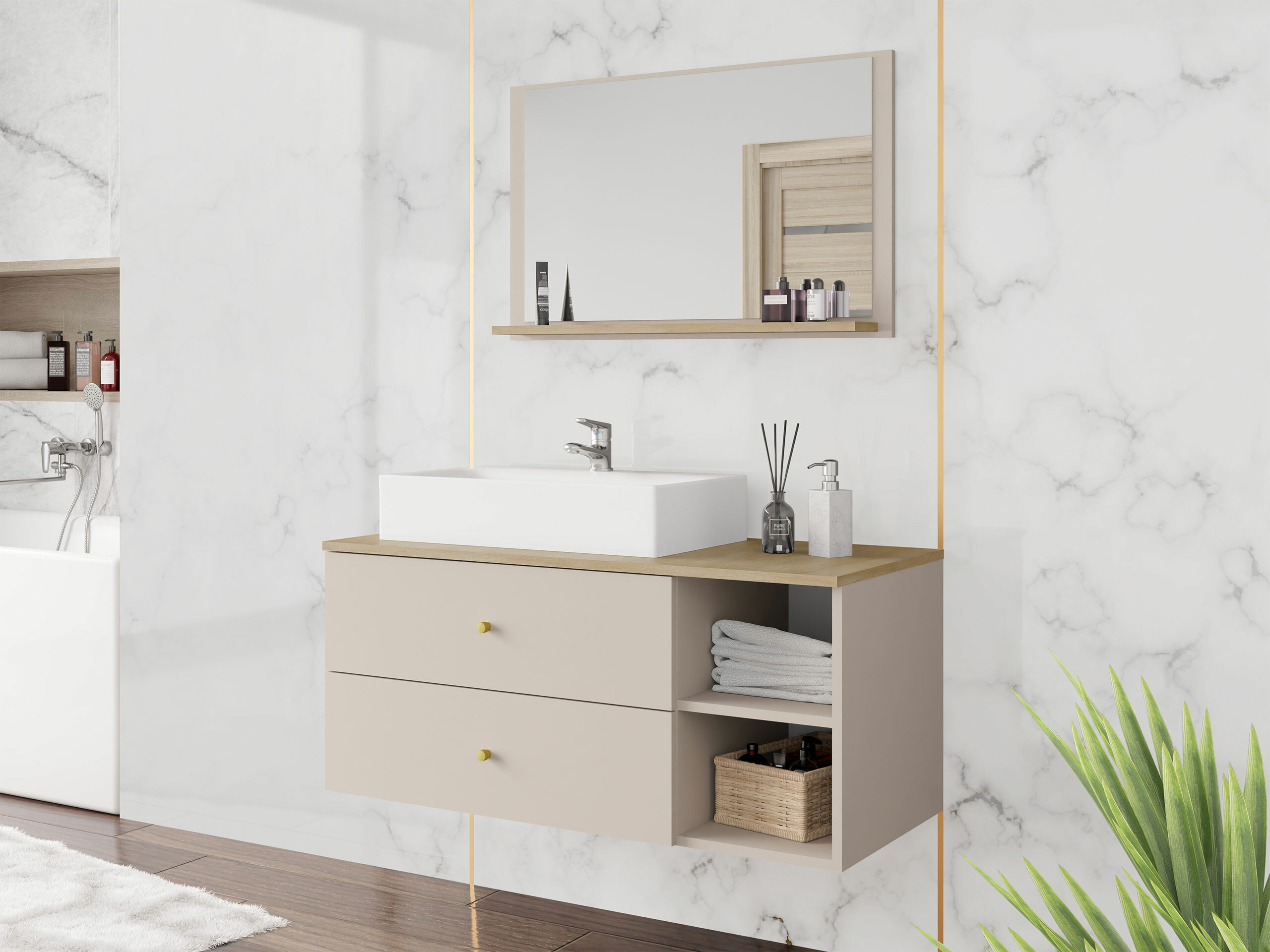 Vonios komplektas Ophruvi 100 (Šviesi ruda)