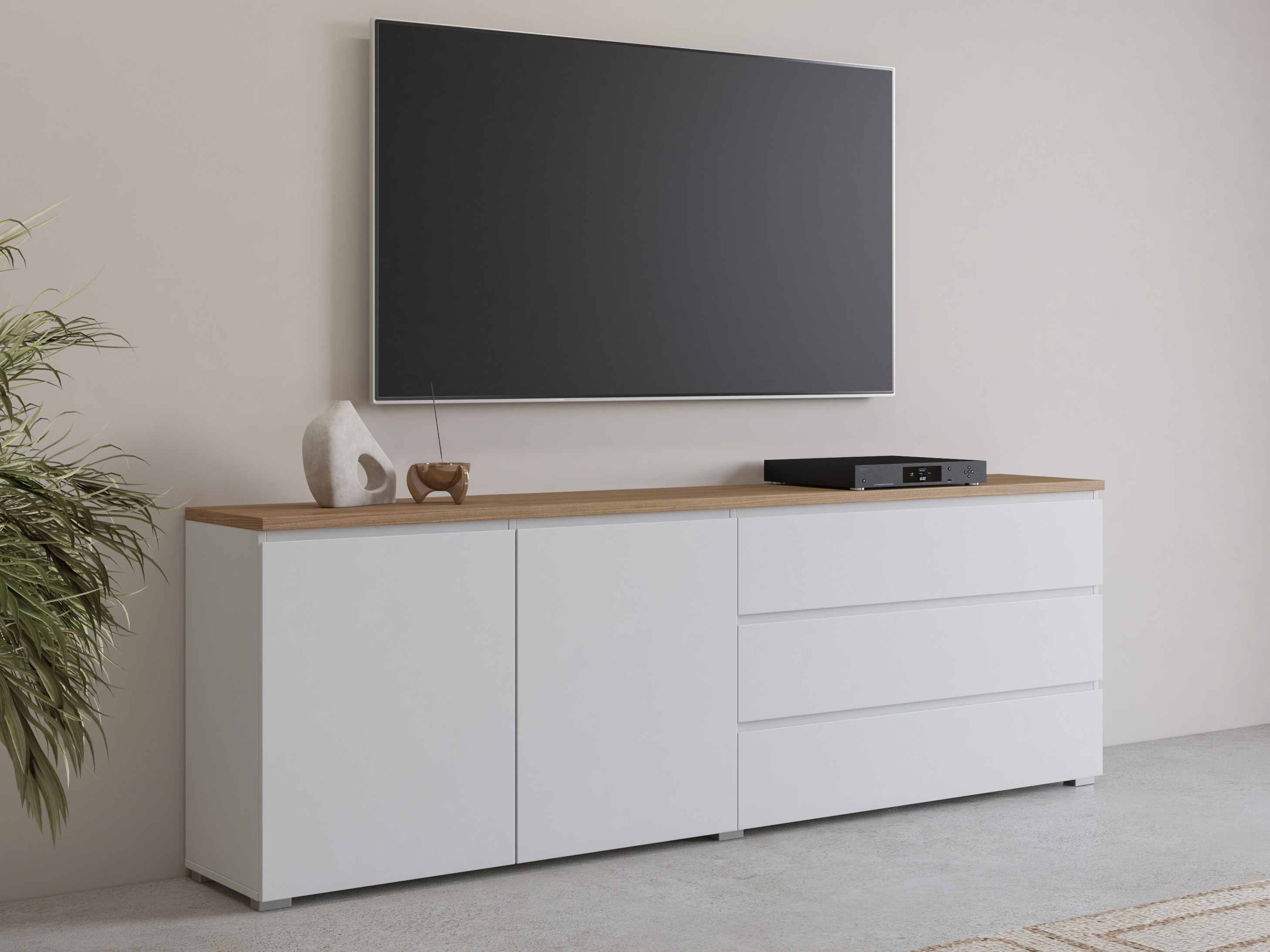 Komoda Baletu 107 (Balta + Ąžuolas)