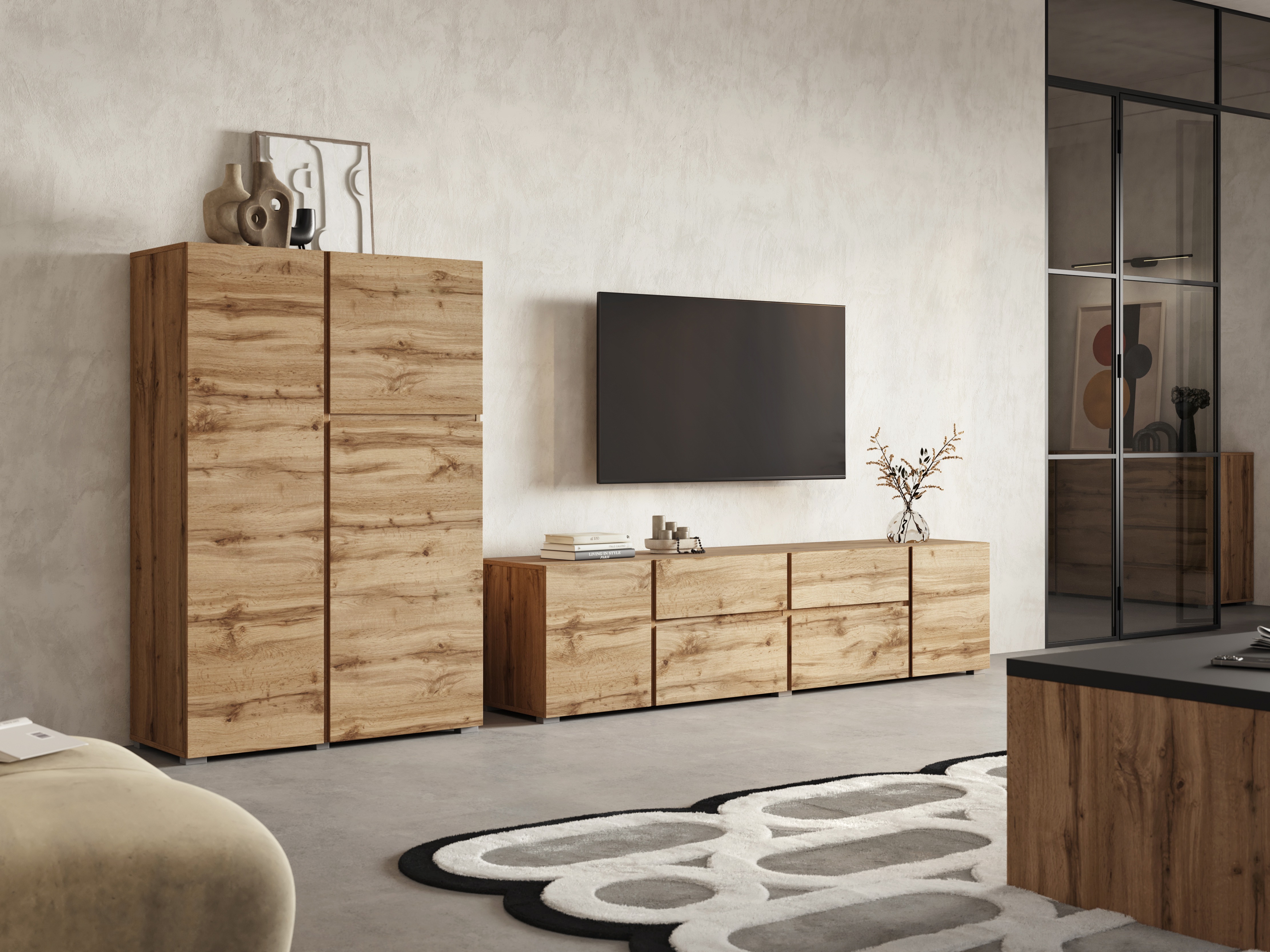 Svetainės komplektas Elbleve 104 (Votan ąžuolas)