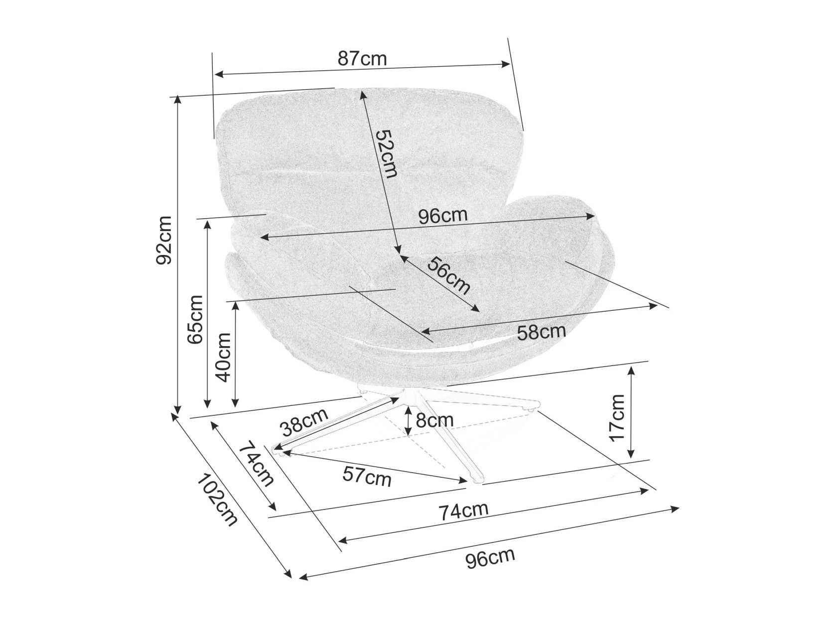 Fotelis Detroit 918 (Smėlinė)