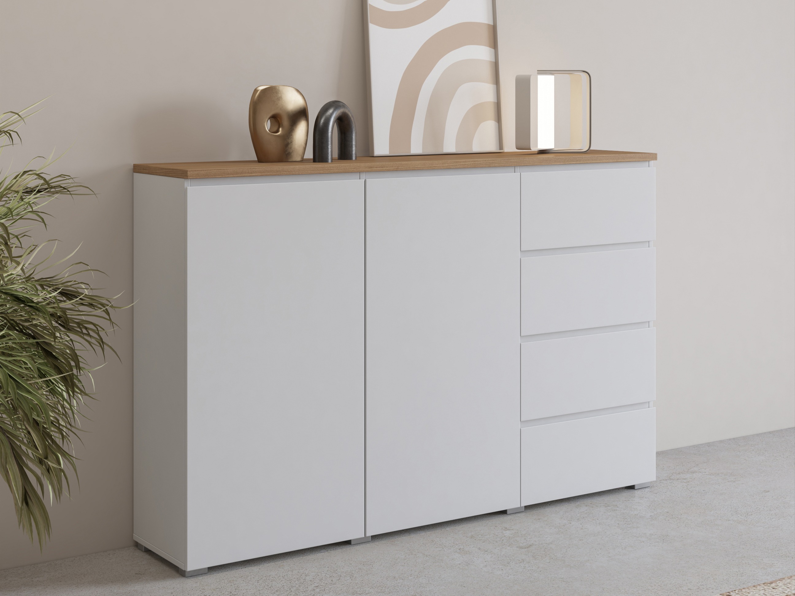 Komoda Baletu 109 (Balta + Ąžuolas)