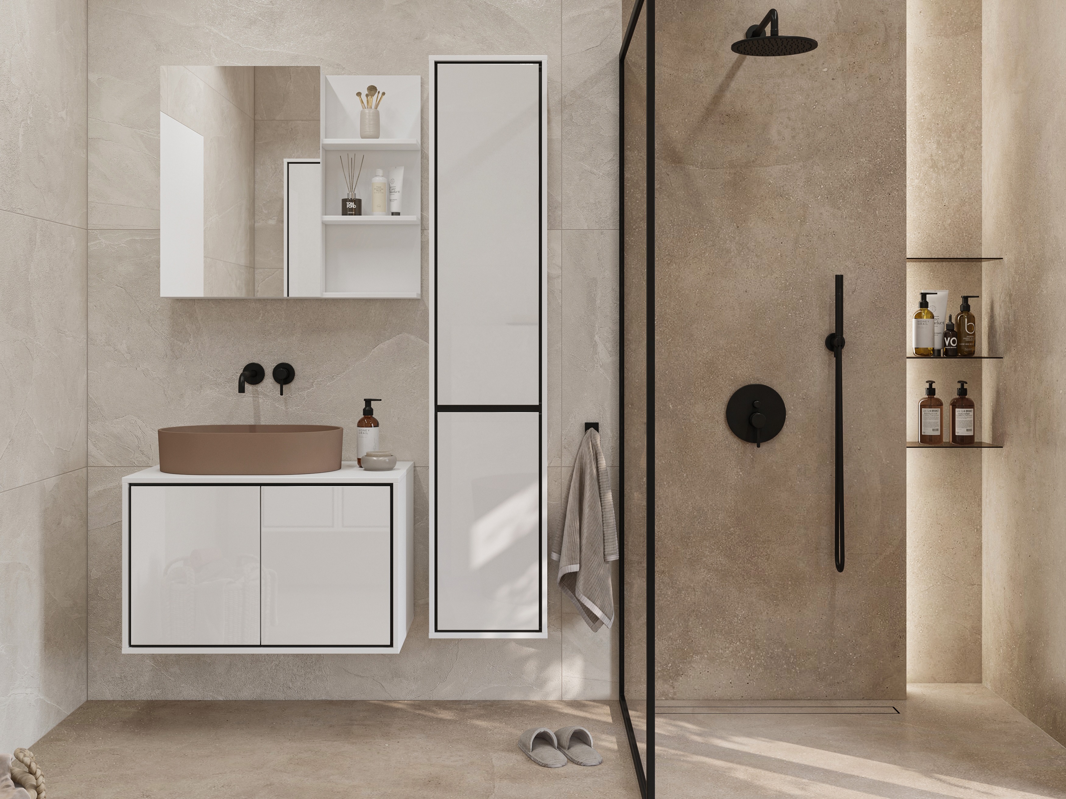 Vonios komplektas Tecavu 105 (Blizgi balta + Balta)