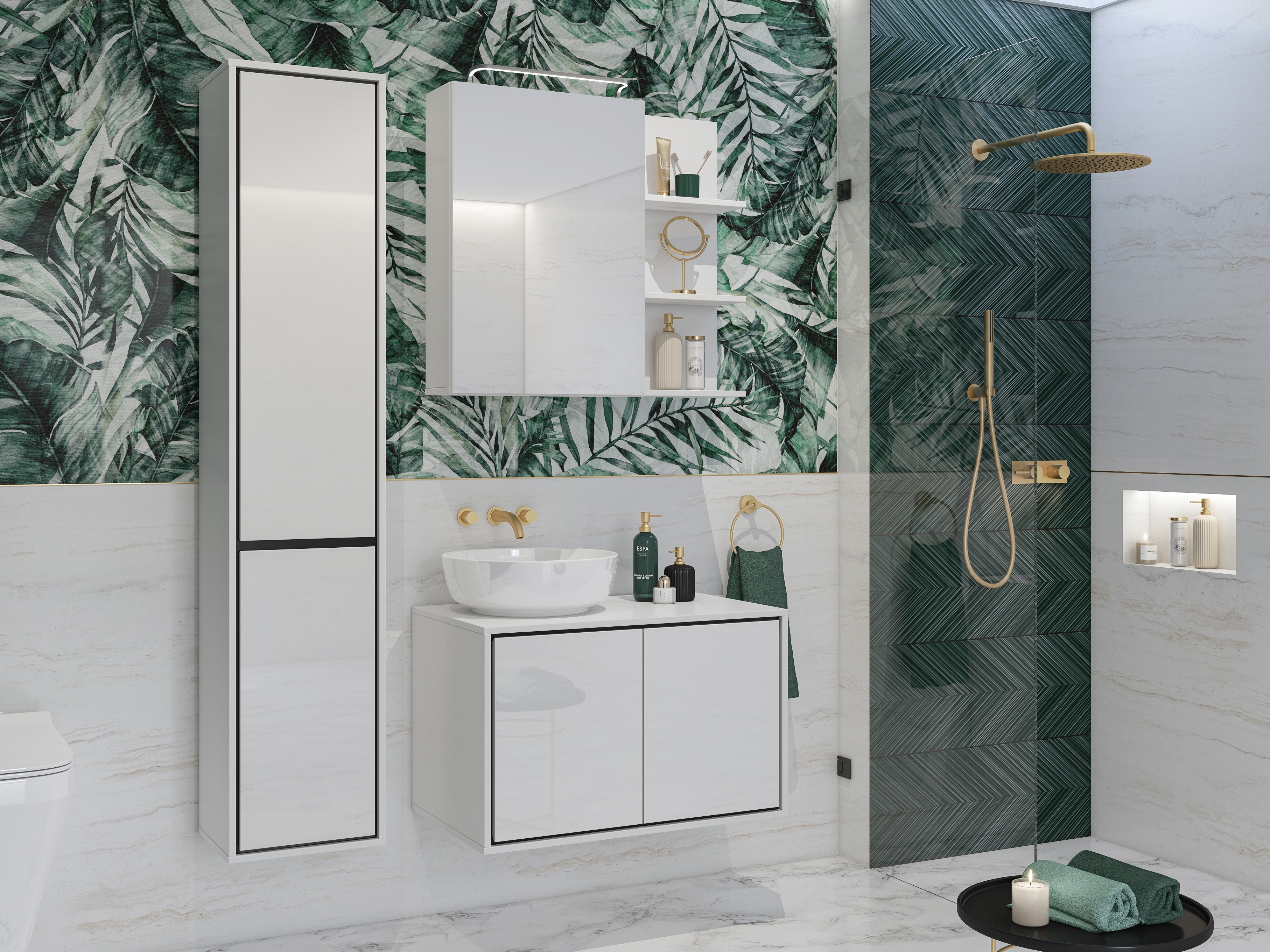 Vonios komplektas Tecavu 105 (Blizgi balta + Balta)