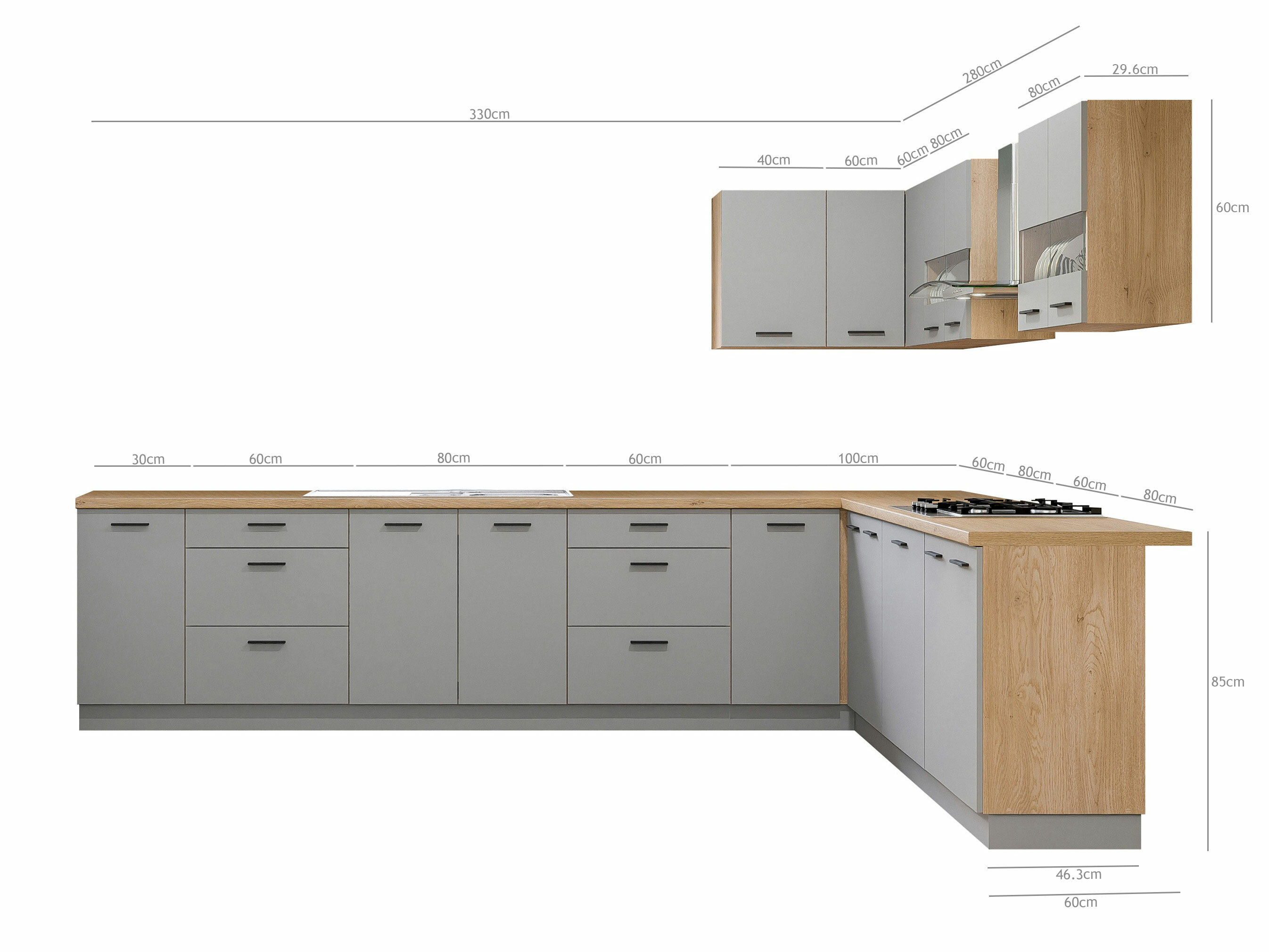 Modulinis virtuvės komplektas Ati Grey 133
