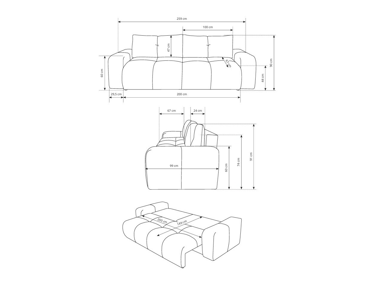 Sofa lova Kingston 154 (Flow 01)