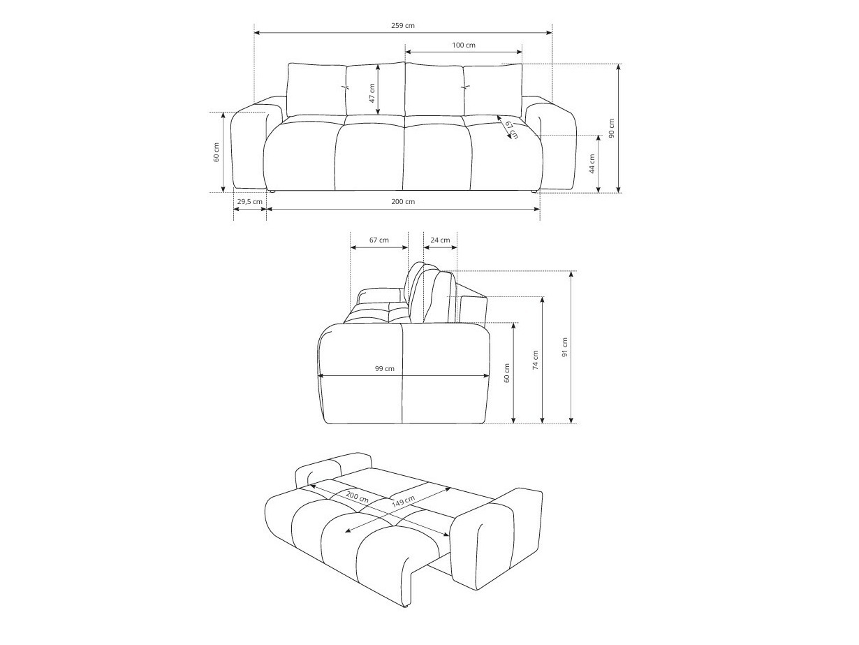 Sofa lova Kingston 154 (Flow 12)