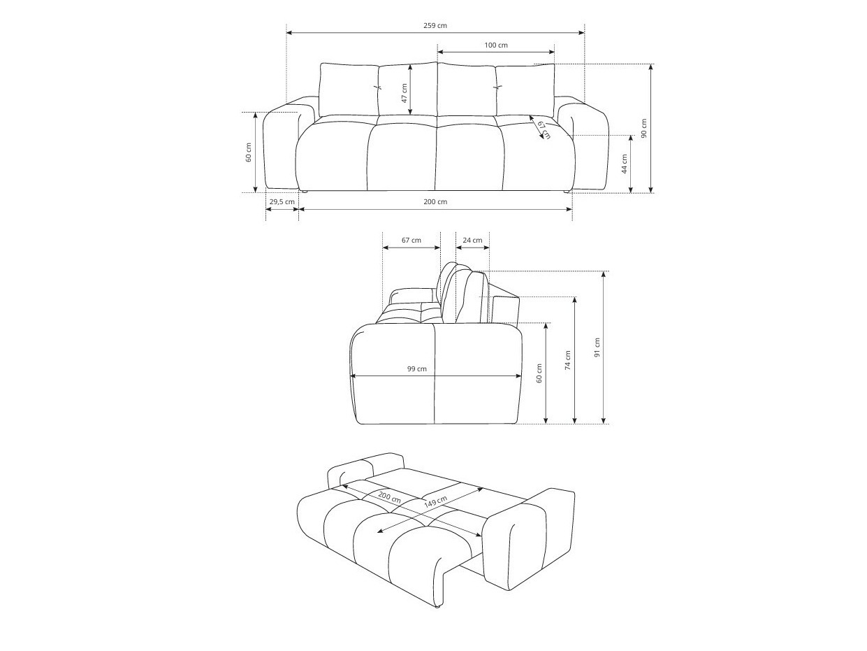 Sofa lova Kingston 154 (Flow 16)