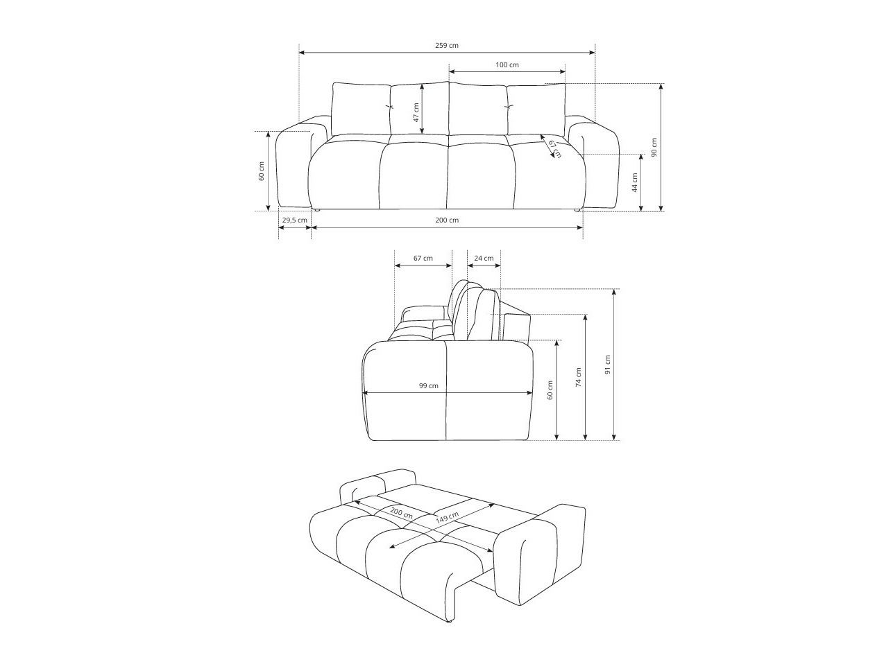 Sofa lova Kingston 154 (Flow 22)