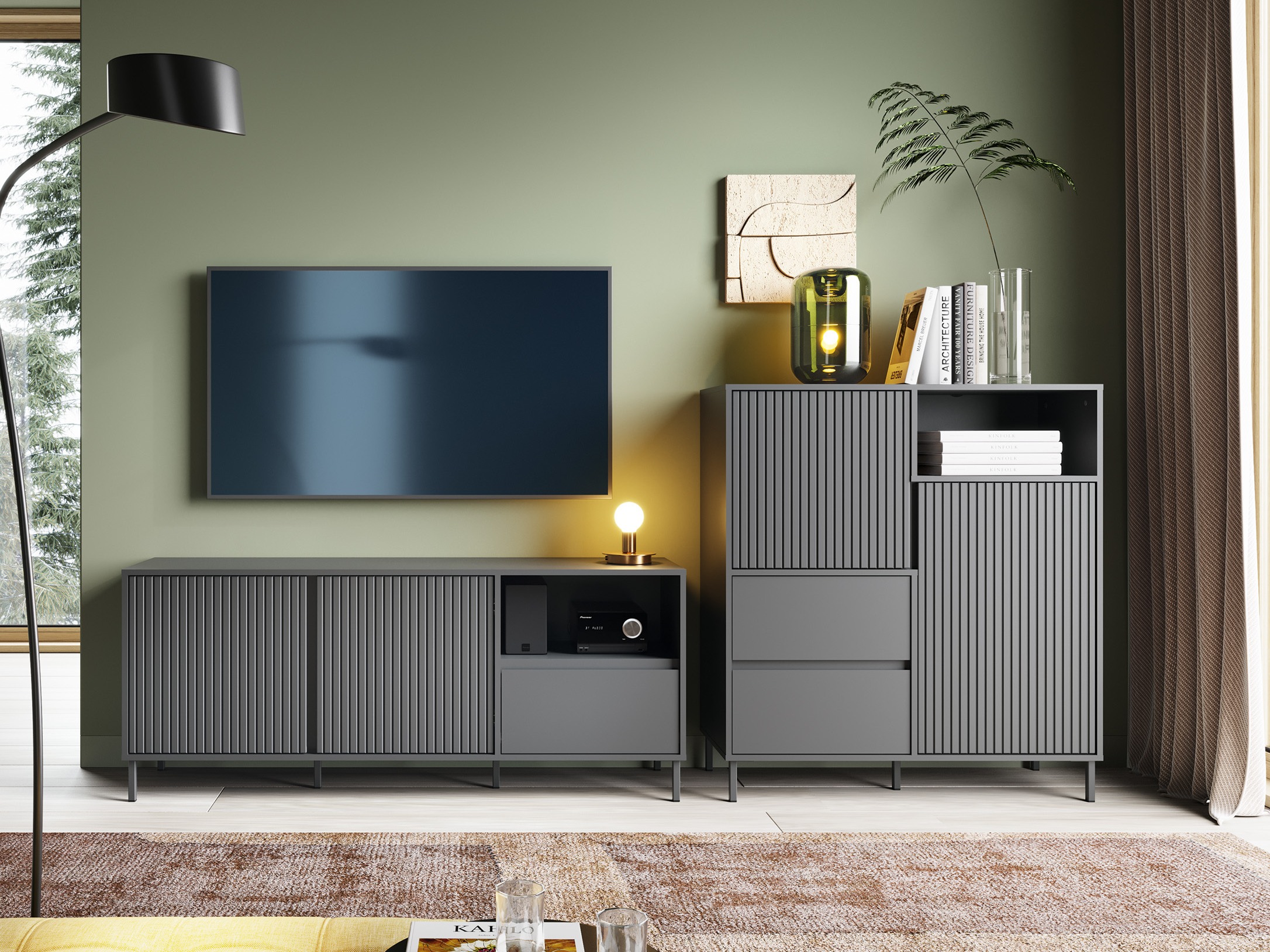 Svetainės komplektas Ruvrevi 106 (Antracitas)