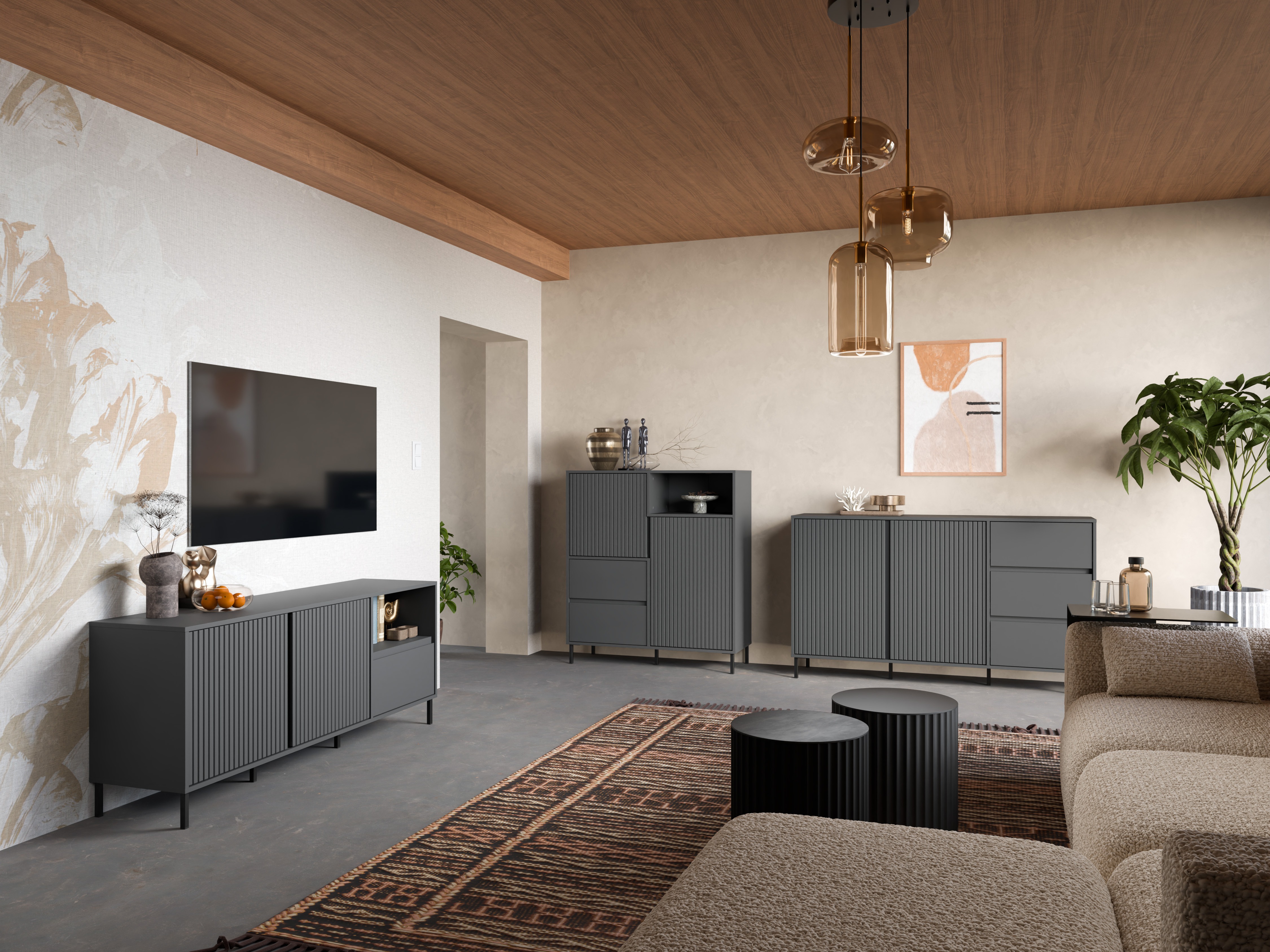 Svetainės komplektas Ruvrevi 106 (Antracitas)