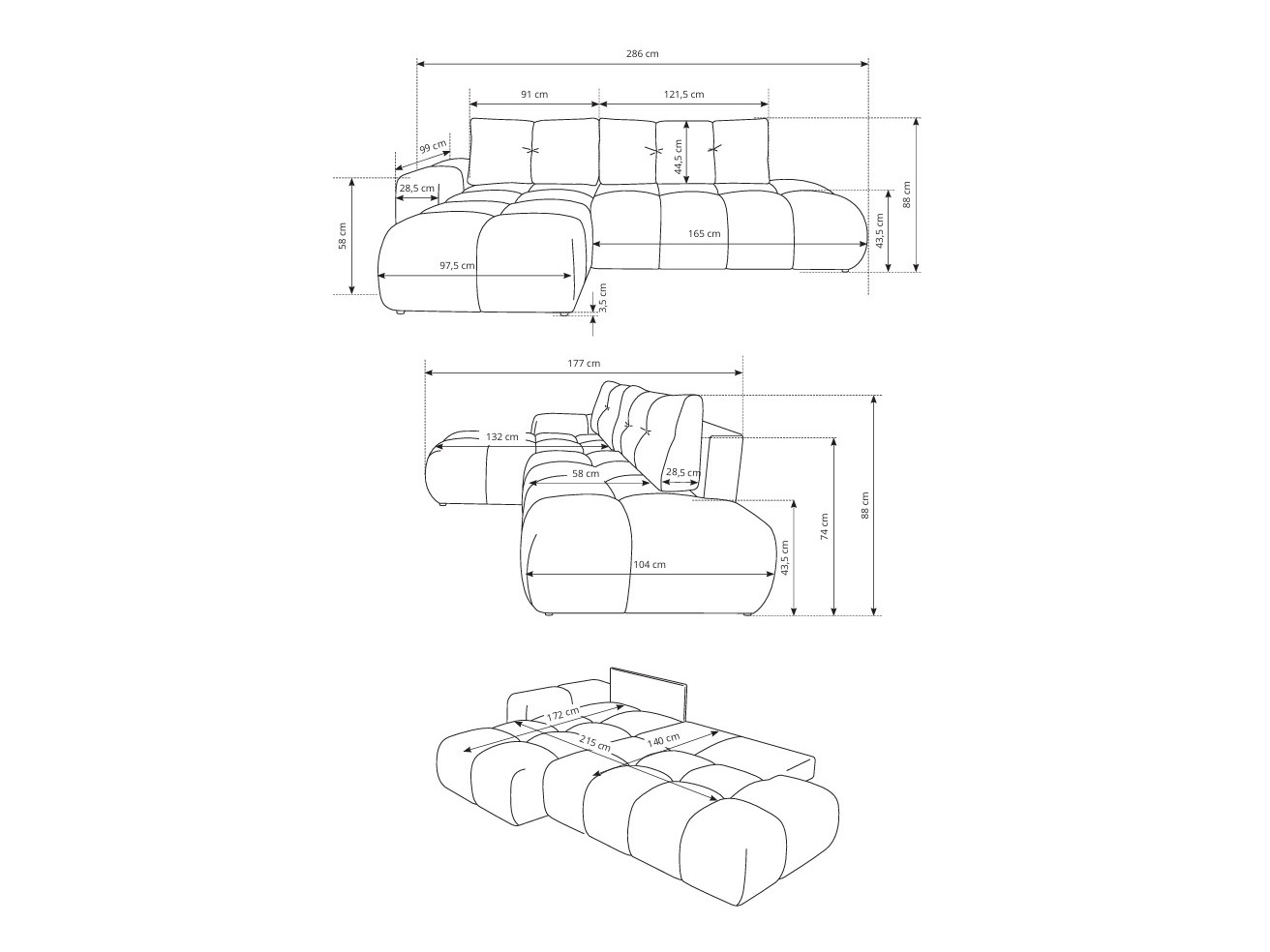 Minkštas kampas Kingston 156 (Flow 03)