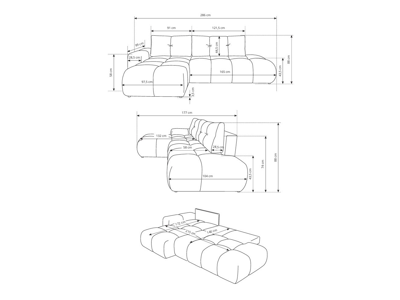 Minkštas kampas Kingston 156 (Flow 09)