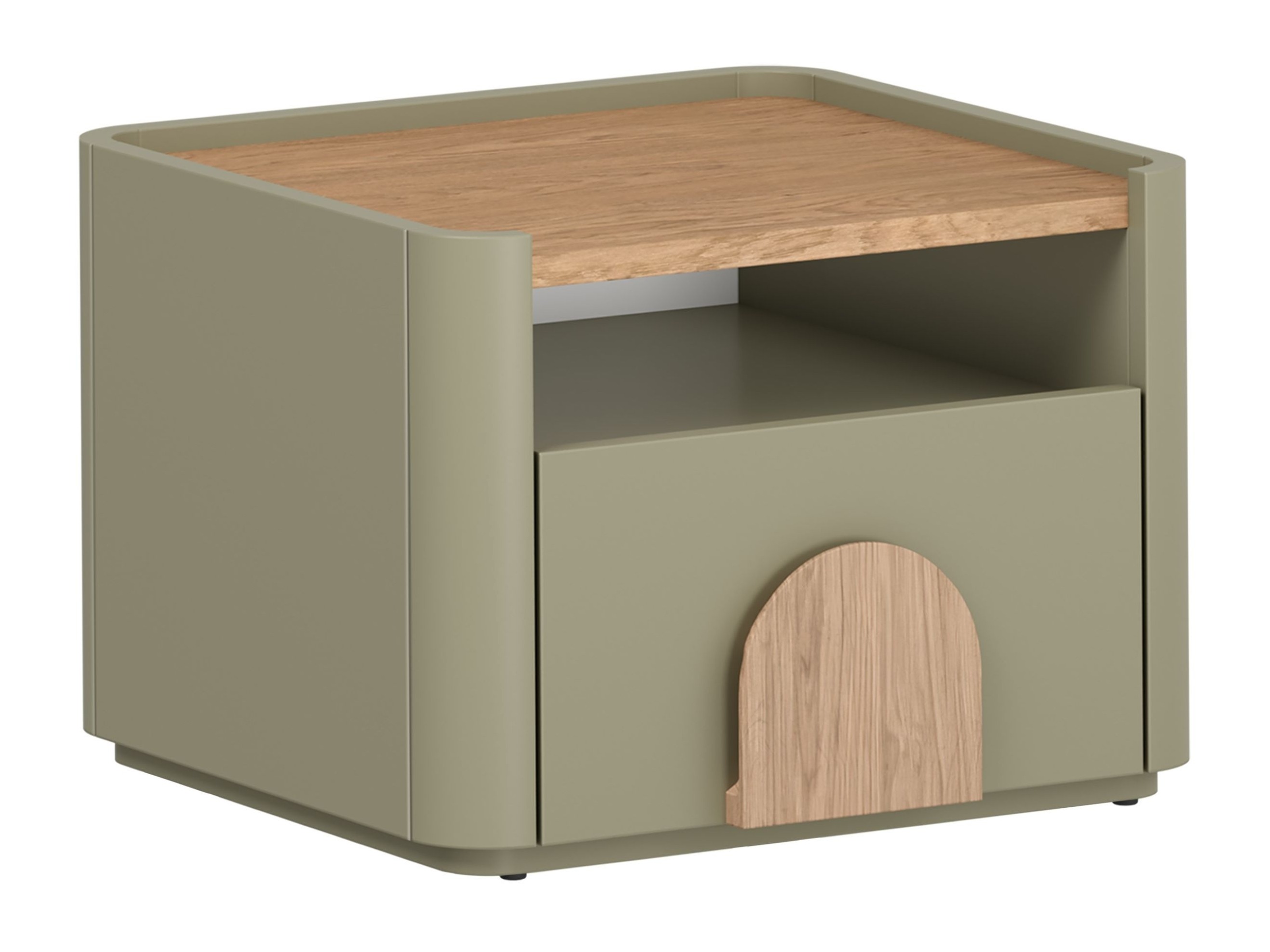 Naktinis staliukas Camavio 100 (Dusty žalia + Ąžuolas)
