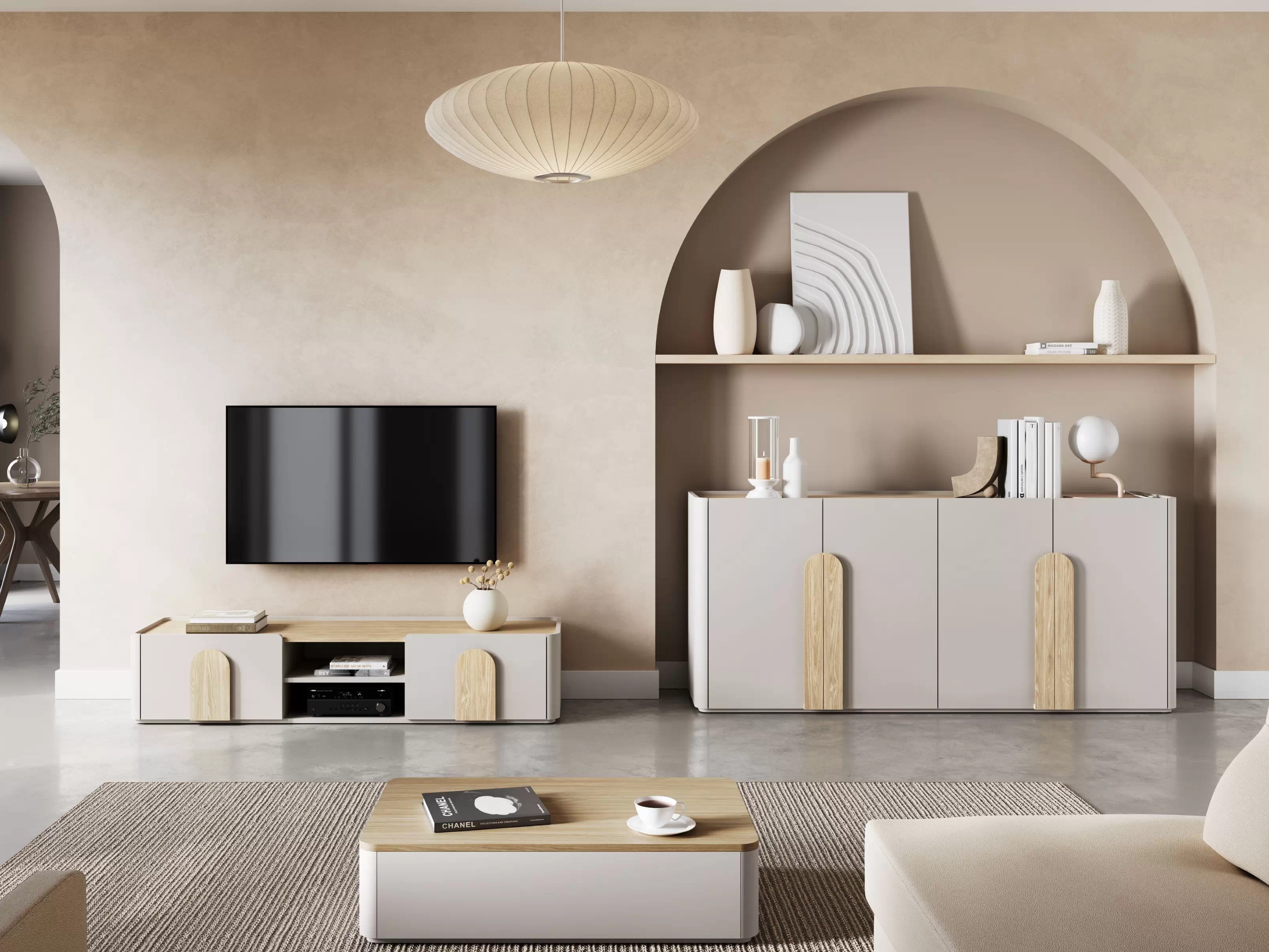 Svetainės komplektas Camavio 107 (Kašmyras + Šviesus ąžuolas)