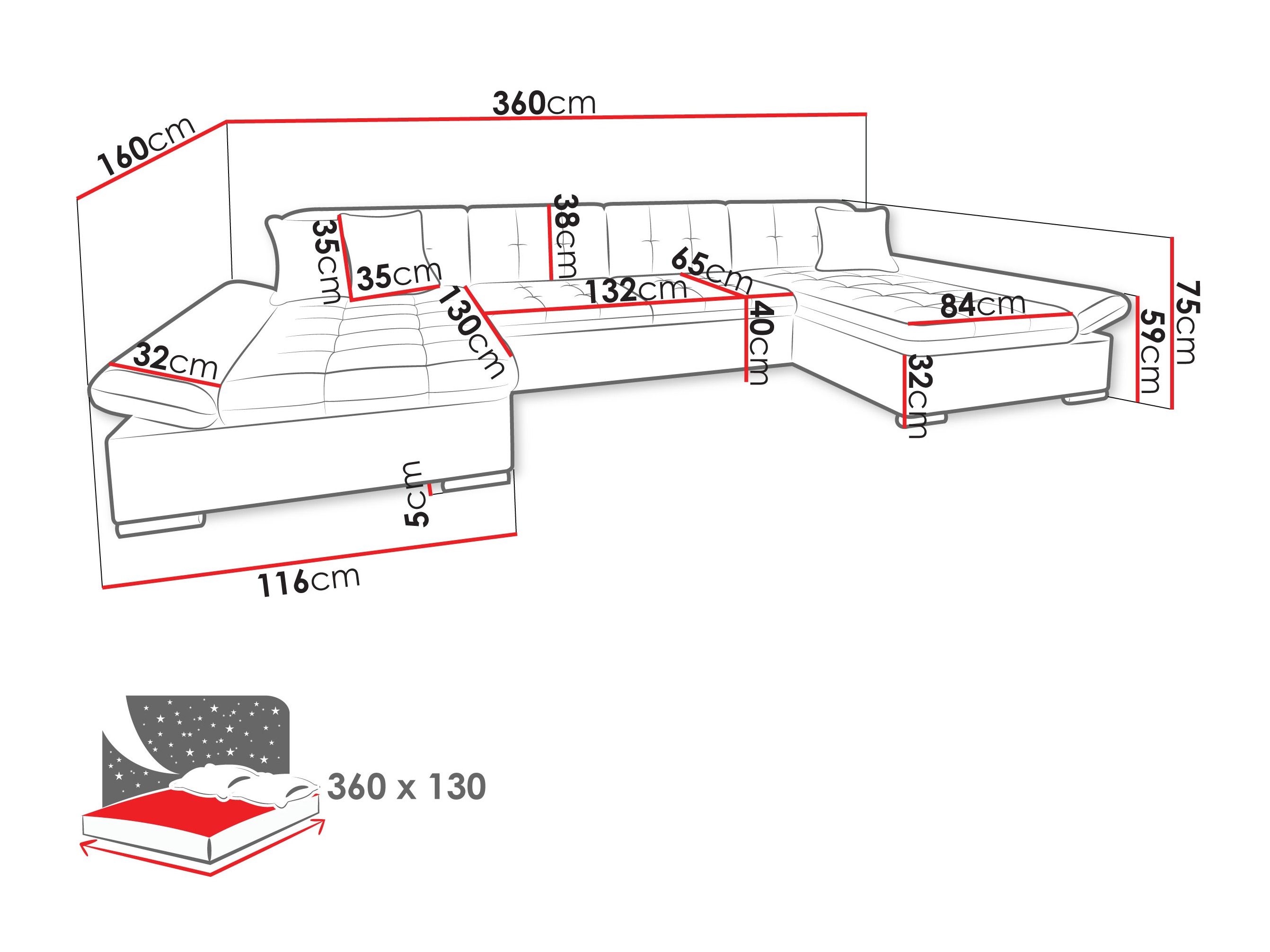 Minkštas kampas Comfivo Ficus II (Piano 26)