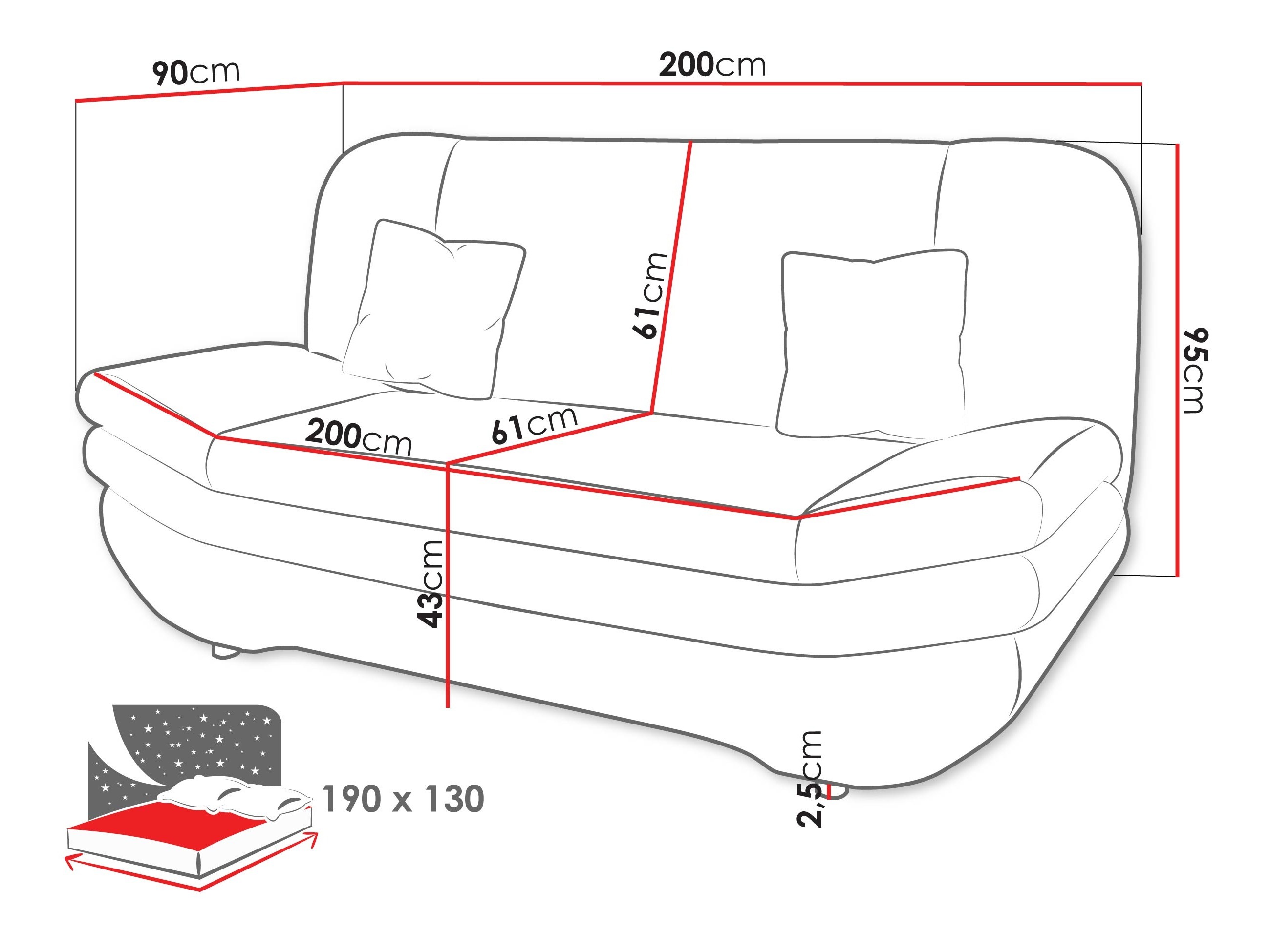 Sofa lova Comfivo 234 (Piane 05 + Piane 02)