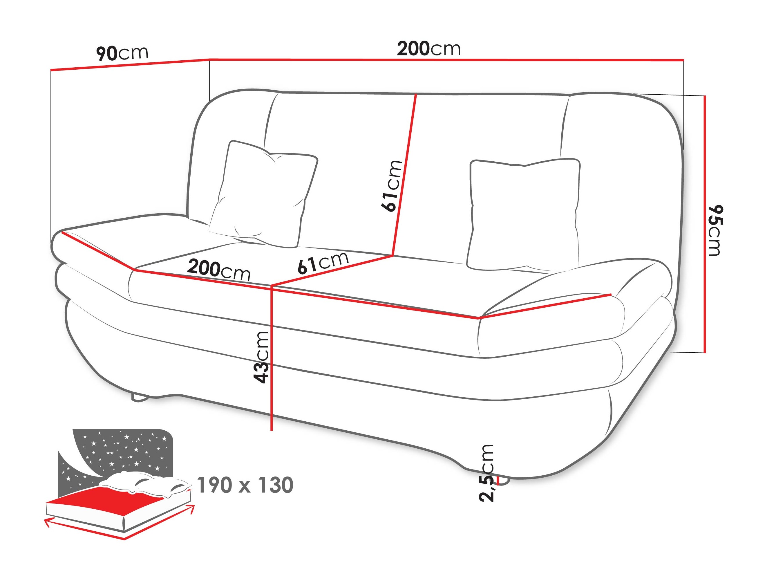 Sofa lova Comfivo 234 (Piane 26 + Piane 13)