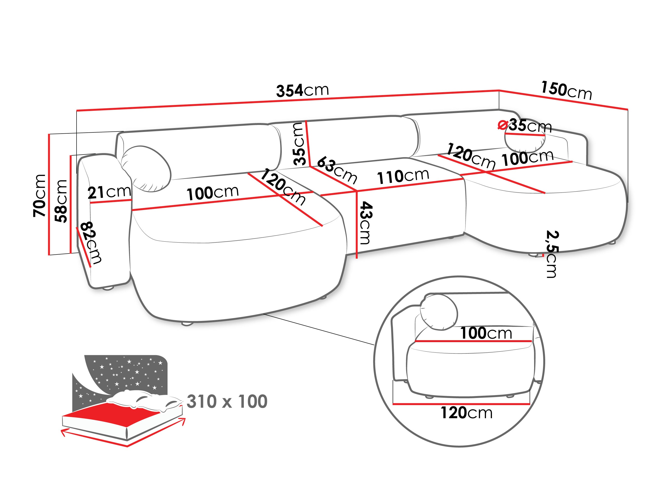 Minkštas kampas Comfivo 480 (Velo 621)
