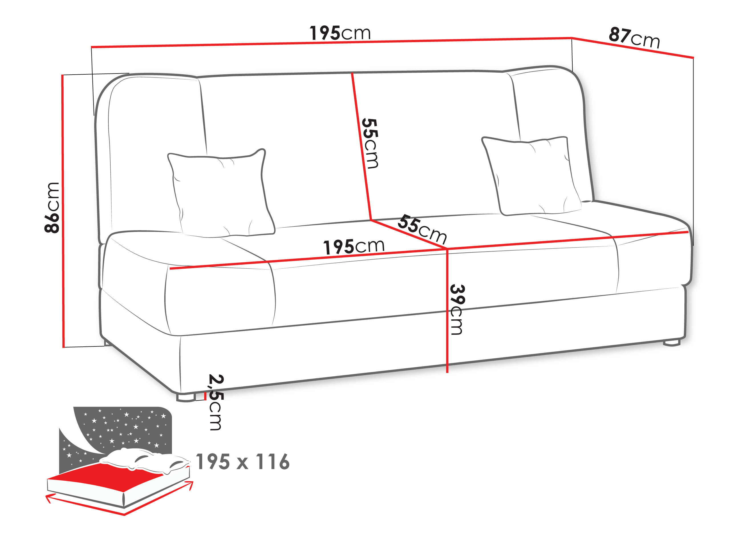 Sofa lova Comfivo Cera II (Baloo 2073)