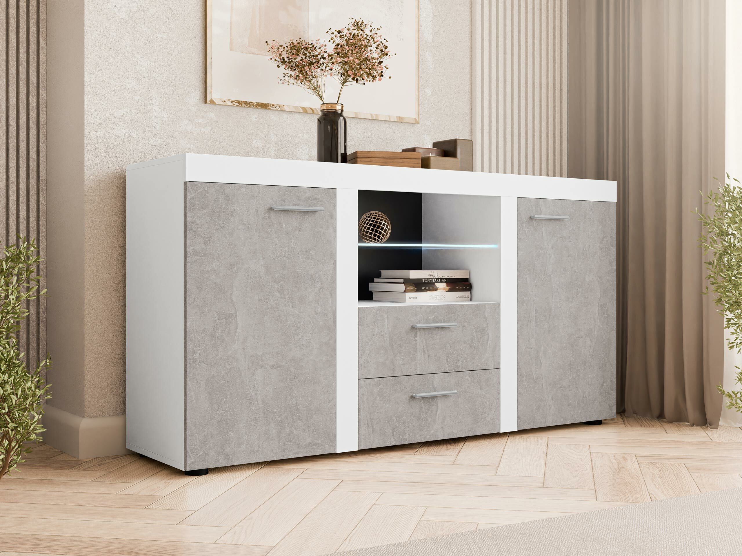 Komoda Univio (Balta + Betonas)