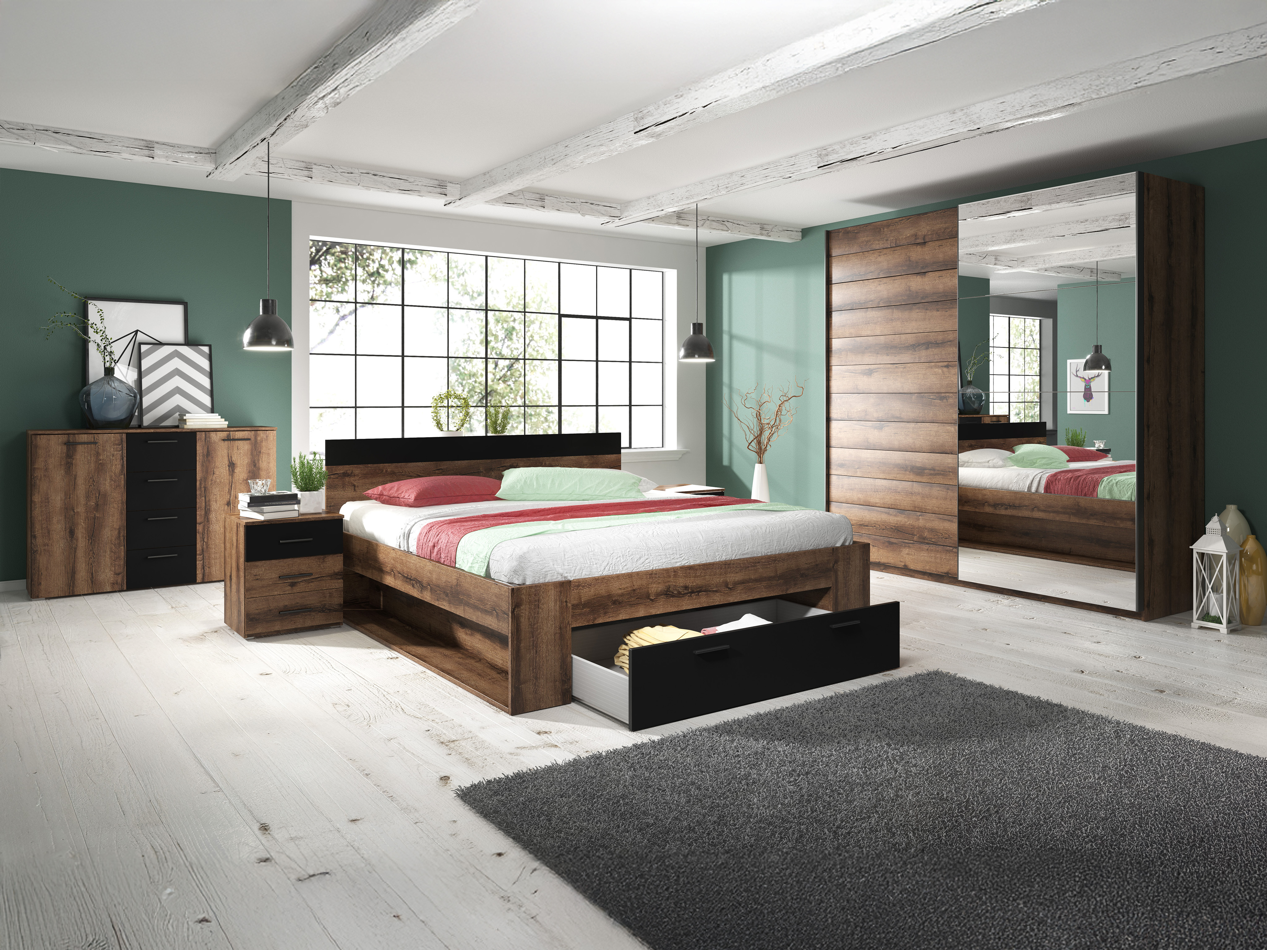 Komoda Melvele 101 (Monastery ąžuolas + Juoda)