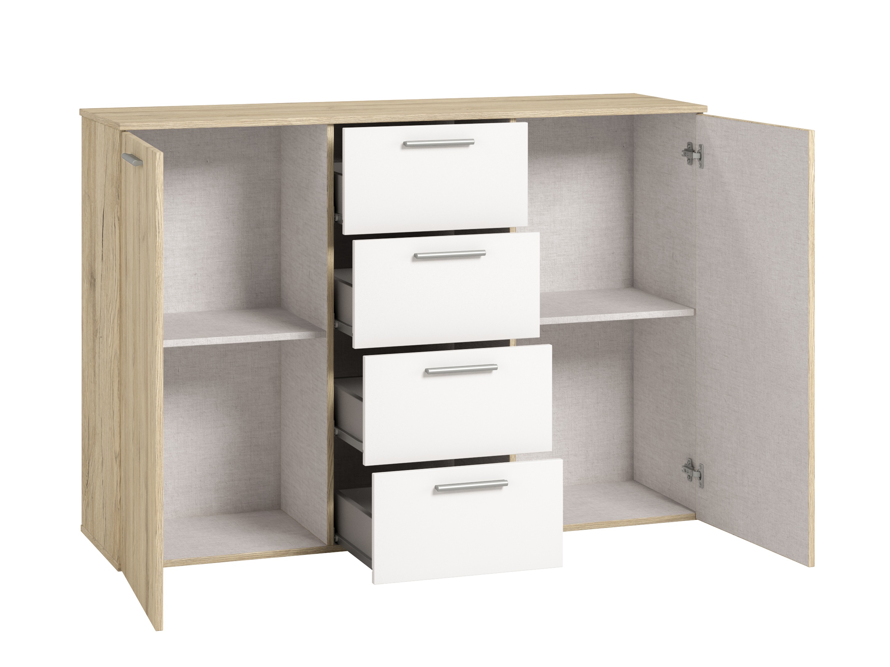 Komoda Melvele 101 (San Remo ąžuolas + Balta)