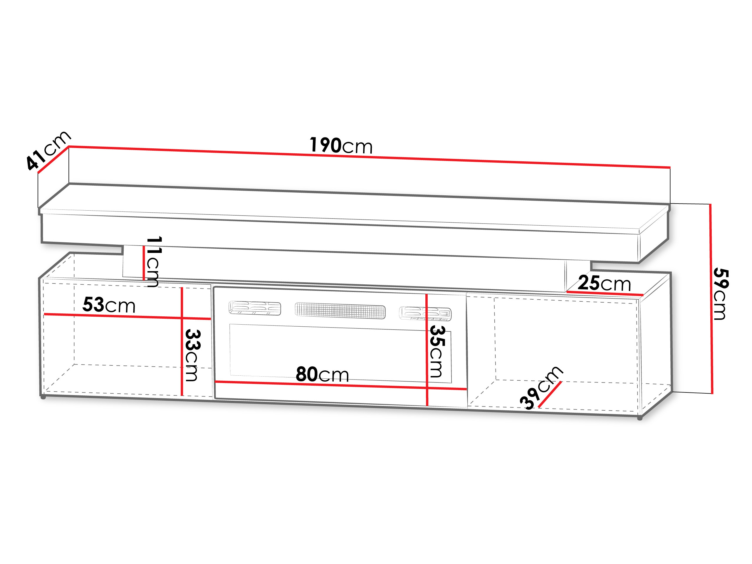 TV staliukas Monfero 104 (Balta + Blizgi balta)