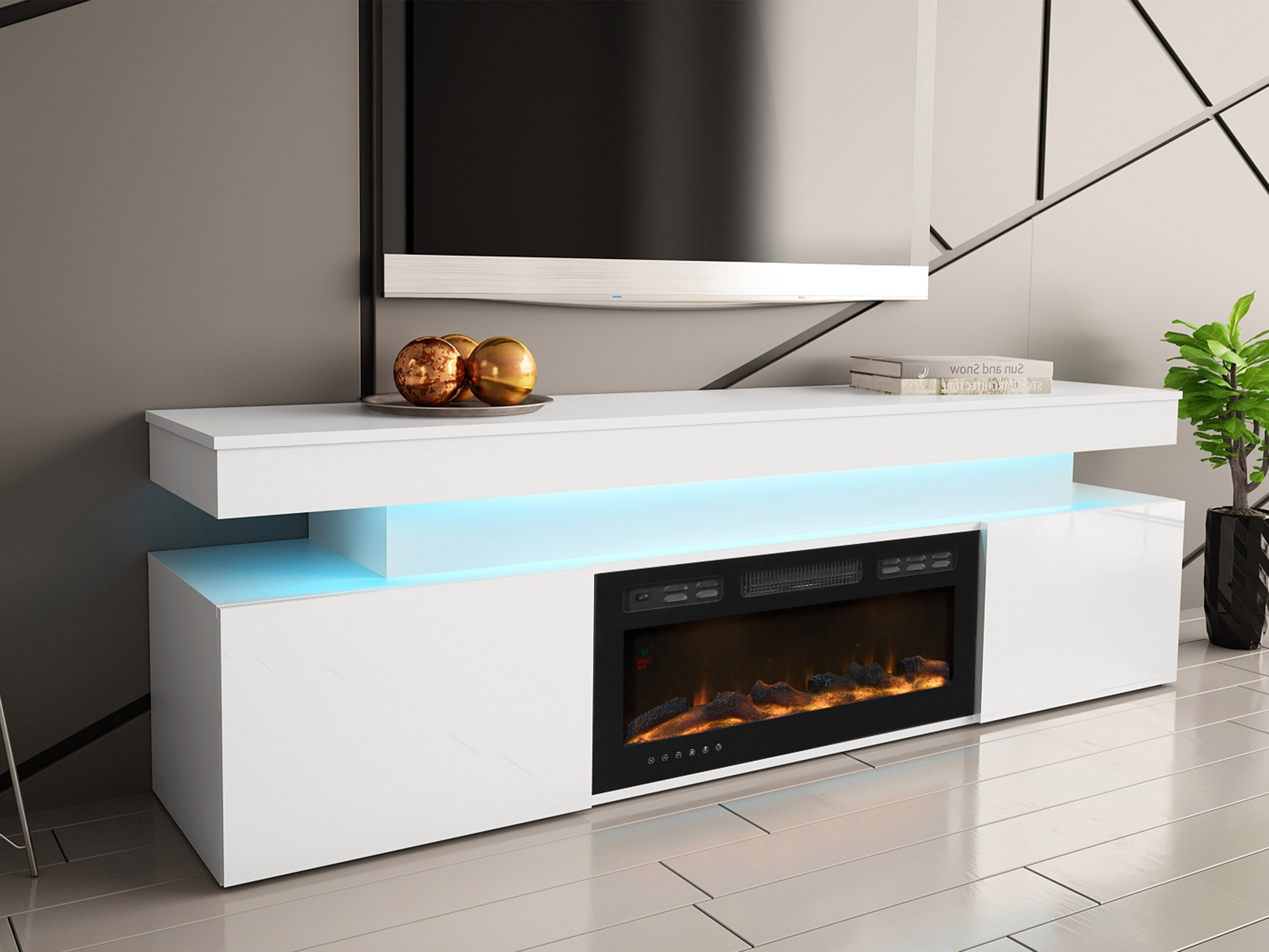 TV staliukas Monfero 104 (Balta + Blizgi balta)