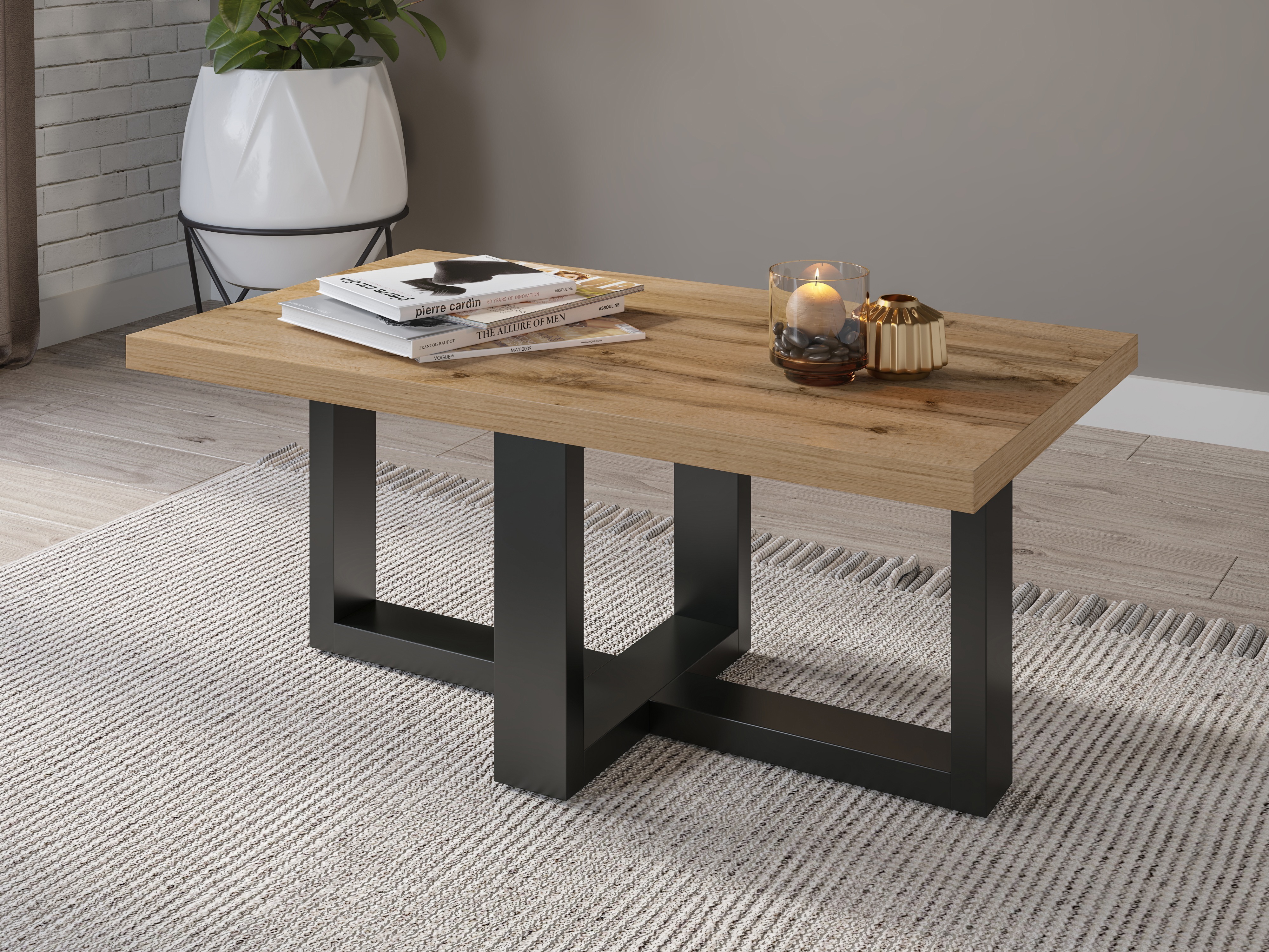 Žurnalinis staliukas Austin 317 (Juoda + Votan ąžuolas)