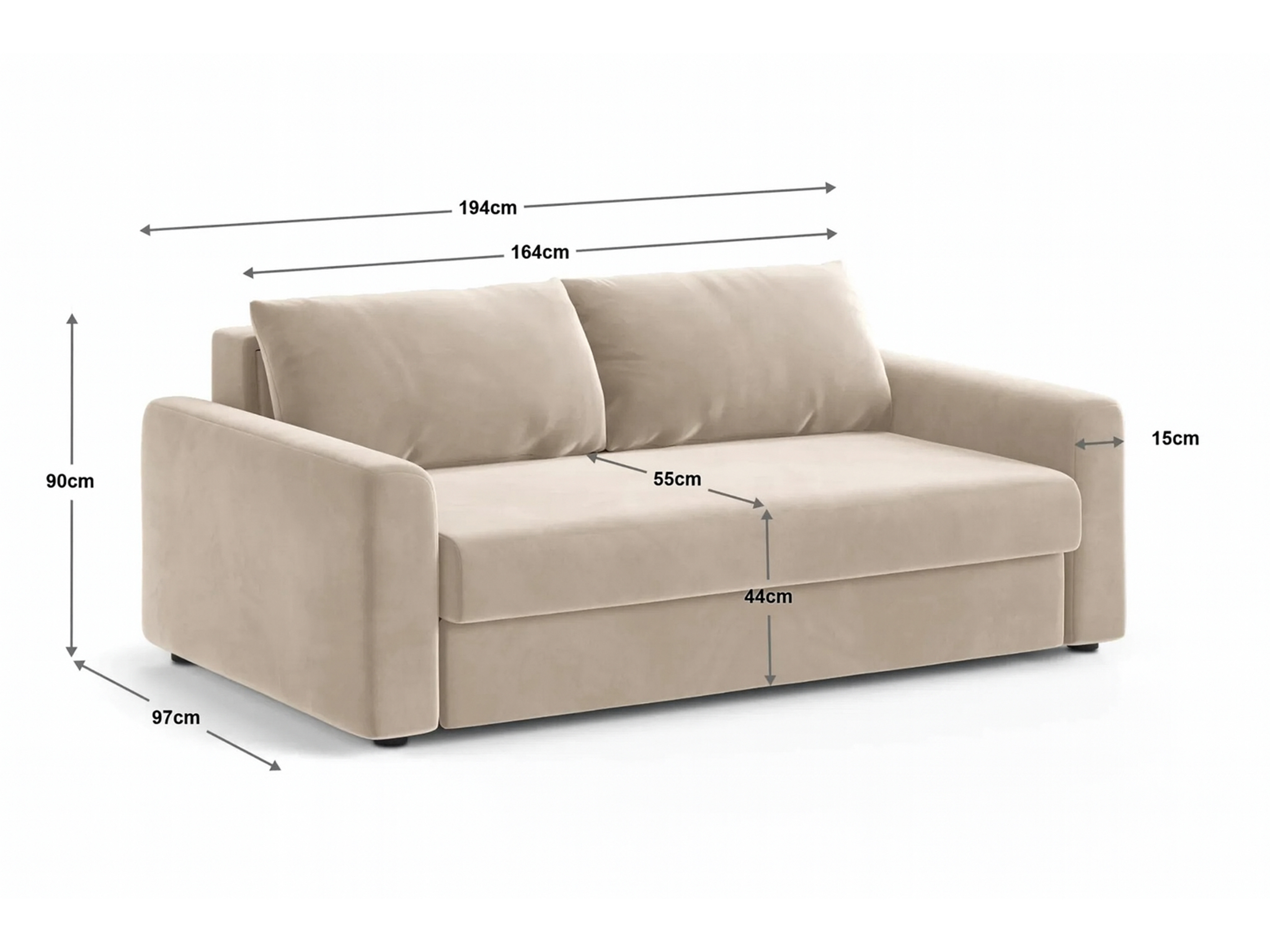 Sofa lova Beckley 203 (Babel Šviesi Pilka)