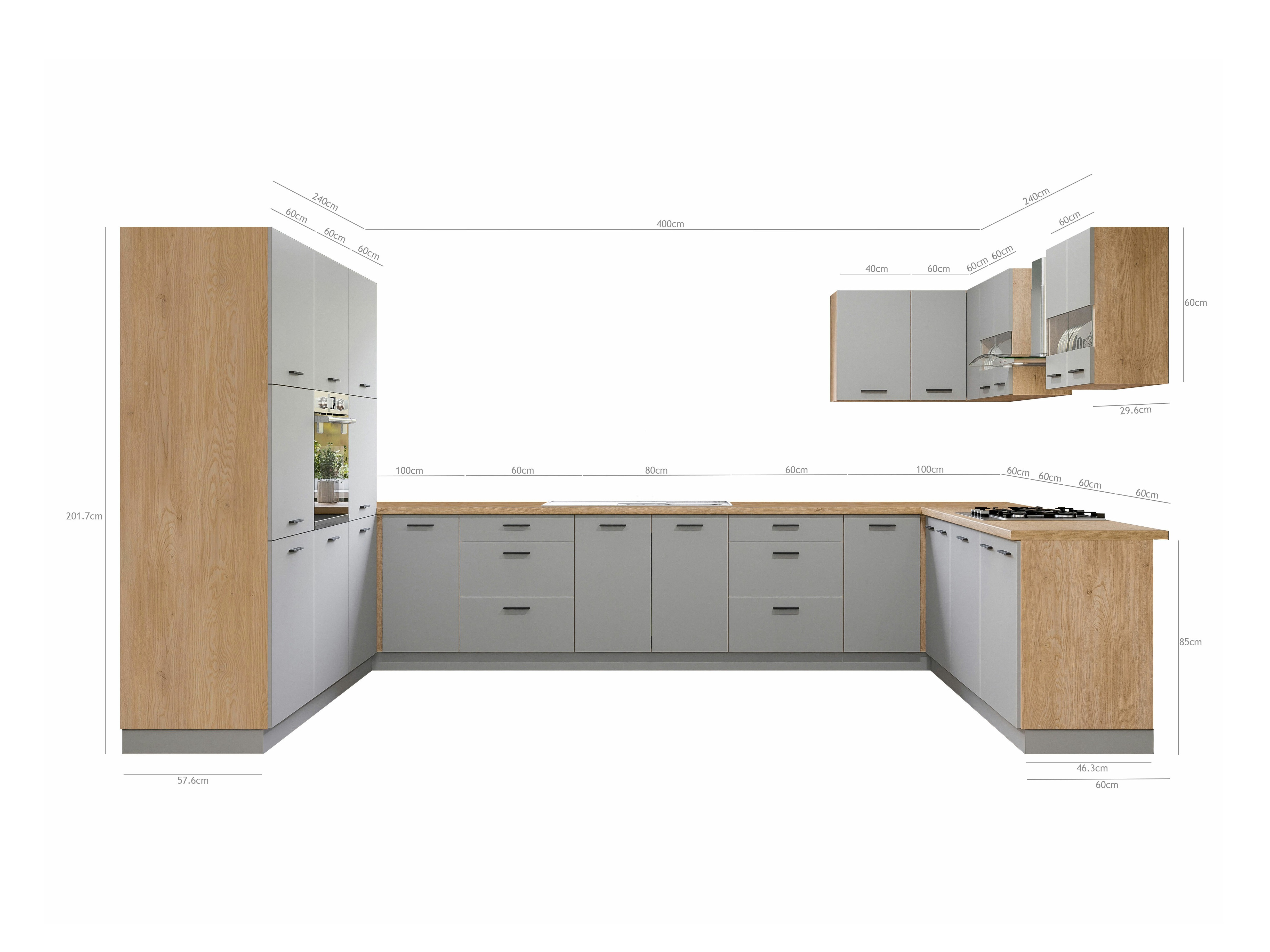 Modulinis virtuvės komplektas Ati Grey 132