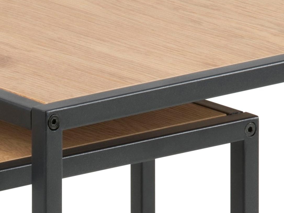 Šoninių staliukų komplektas Norsica 461 (Laukinis ąžuolas + Juoda)