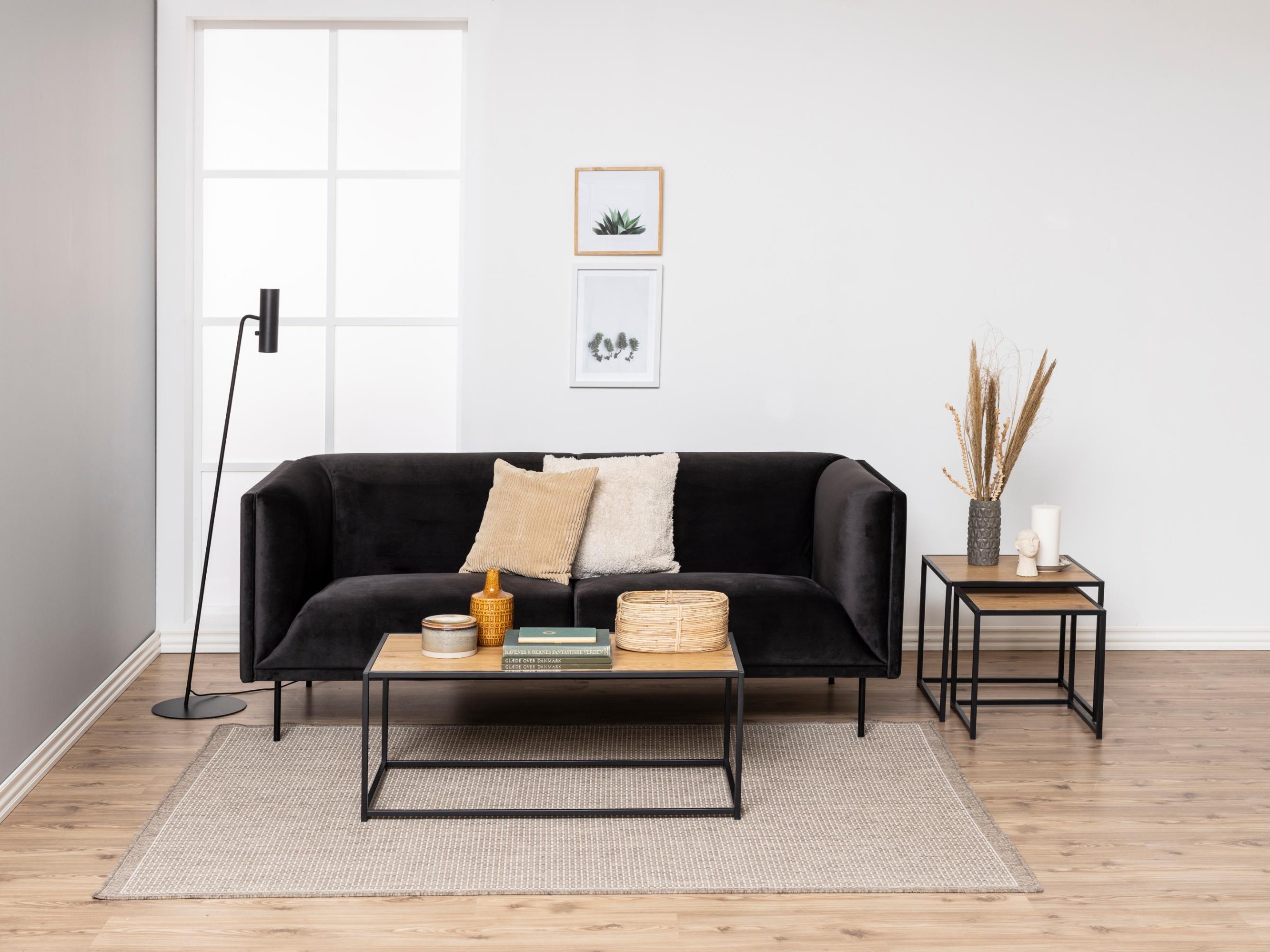 Šoninių staliukų komplektas Norsica 461 (Laukinis ąžuolas + Juoda)