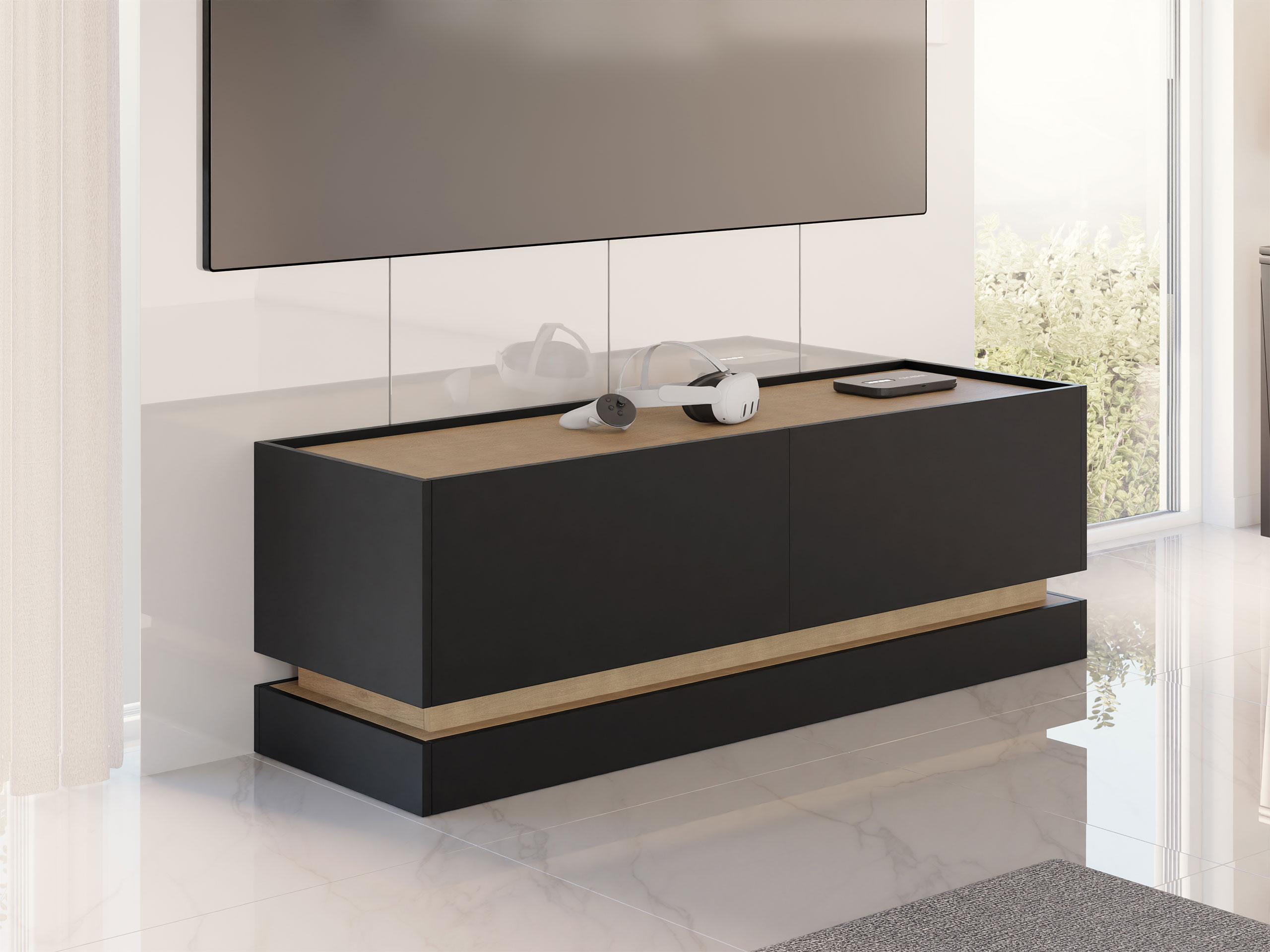 TV staliukas Comfivo Dalvenu 105 (Juoda + Ąžuolas)