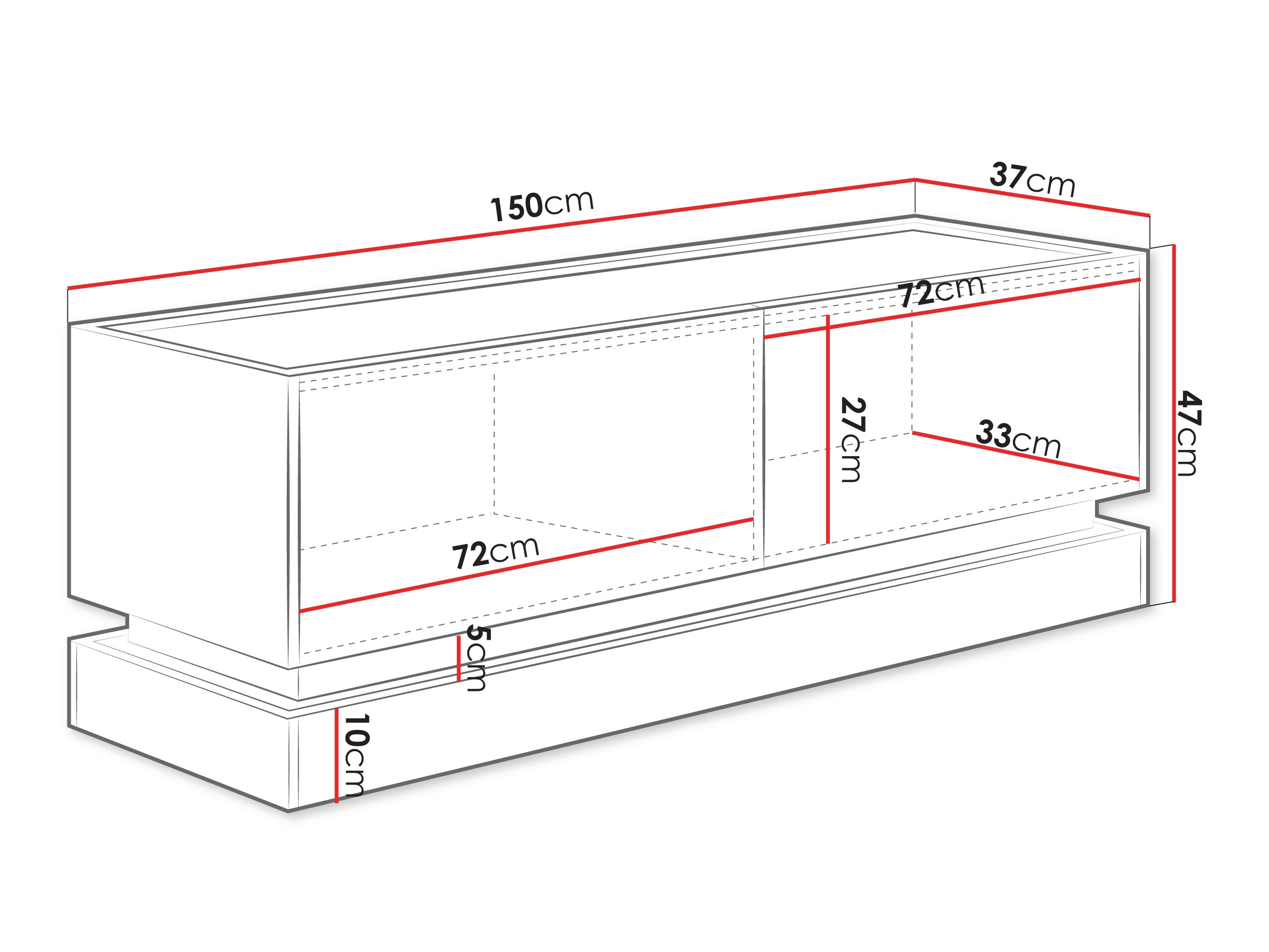 TV staliukas Comfivo Tilia I (Juoda + Ąžuolas)