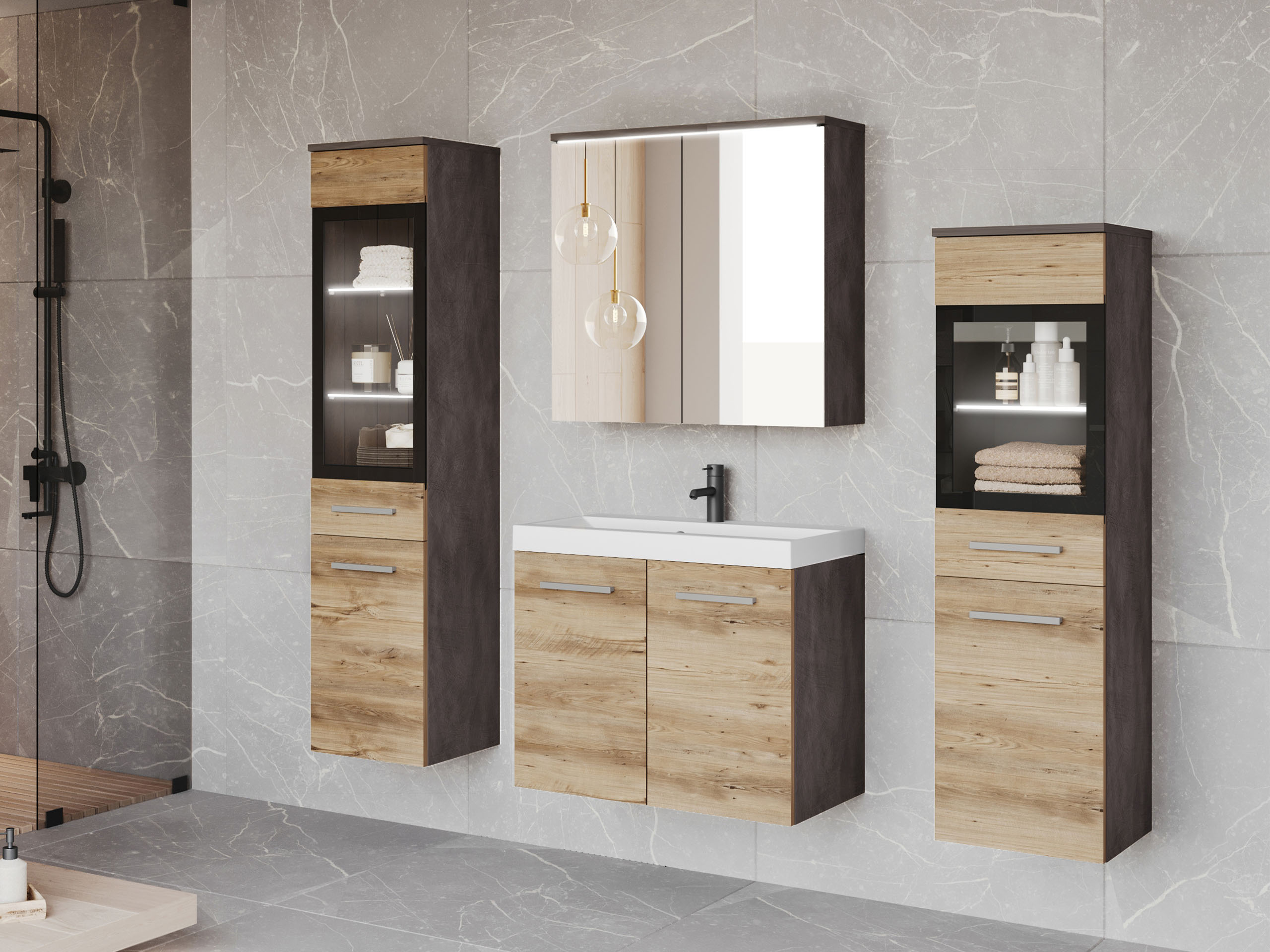 Vonios komplektas Sarasota 140 (Matera pilka + Kaštonas)