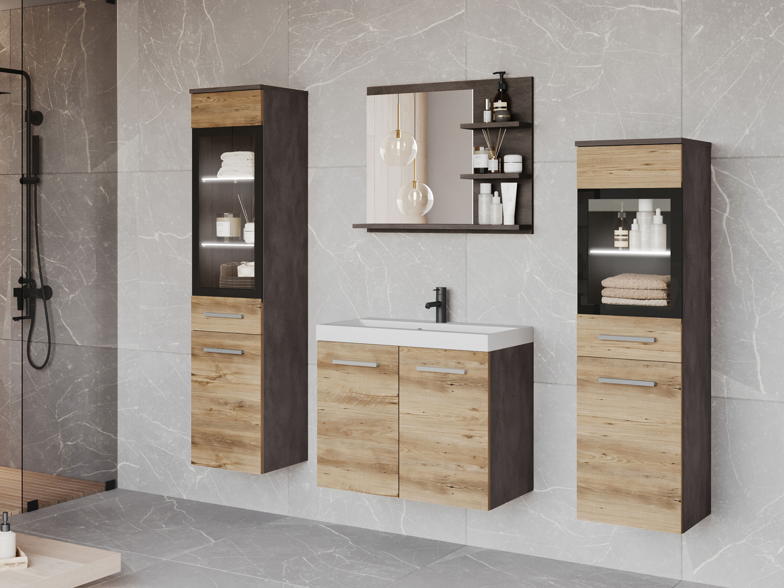 Vonios komplektas Sarasota 141 (Matera pilka + Kaštonas)